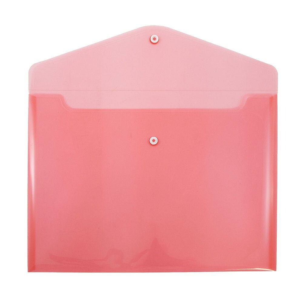 JAM Paper® Plastic Envelopes with Snap Closure, Letter Booklet, 9.75 x 13, Red, 12/Pack