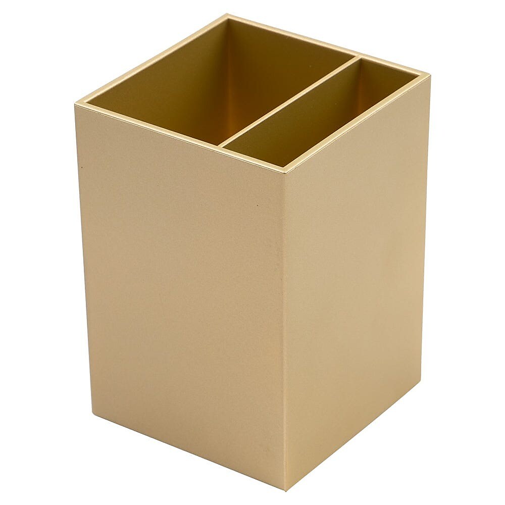 JAM PAPER Plastic Pen Holder, Gold, Desktop Pencil Cup, Sold Individually