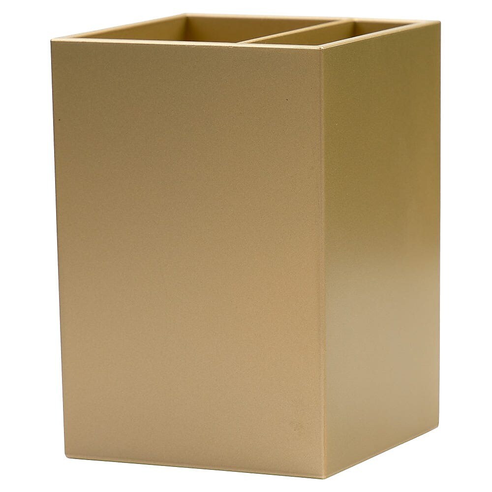 JAM PAPER Plastic Pen Holder, Gold, Desktop Pencil Cup, Sold Individually
