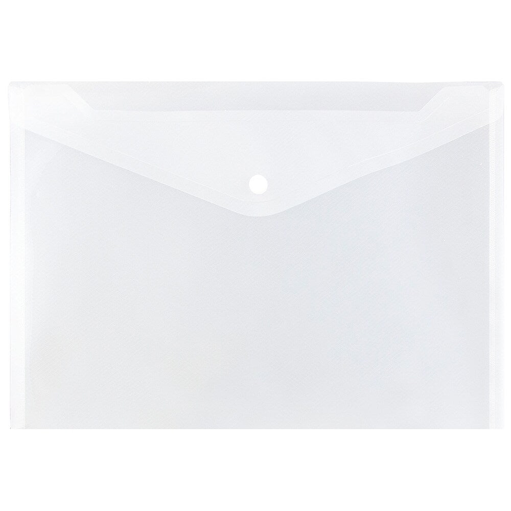 JAM Paper Poly Envelope with Snap Closure, Letter Size, Clear, 12/Pack