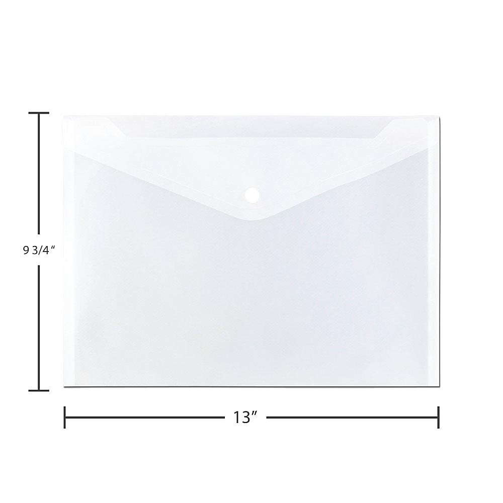 JAM Paper Poly Envelope with Snap Closure, Letter Size, Clear, 12/Pack