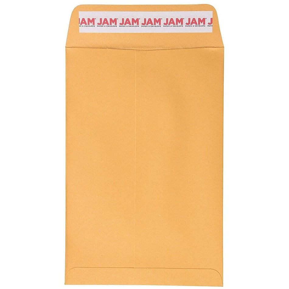 JAM Paper Self Seal Catalog Envelope, 6" x 9", Brown Kraft Manila, 100/Pack