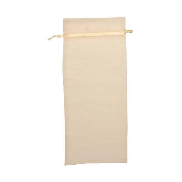 JAM Paper® Sheer Organza Wine Bags Carriers, 6 x 14, Ivory, 12/Pack