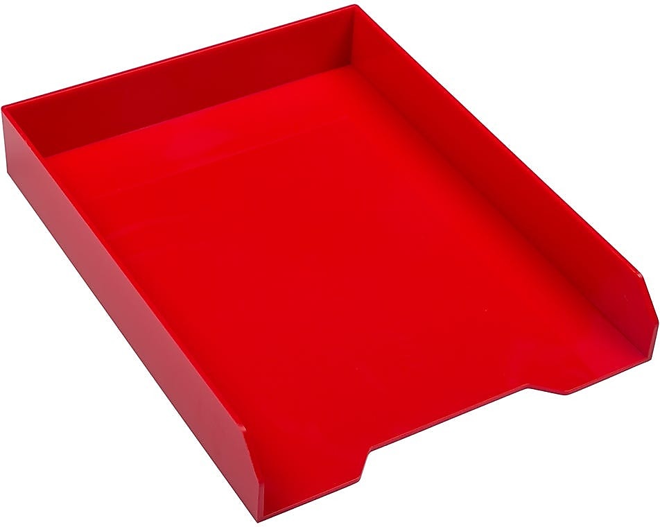 JAM PAPER Stackable Paper Trays, Red, Desktop Document, Letter, & File Organizer Tray, Sold Individually