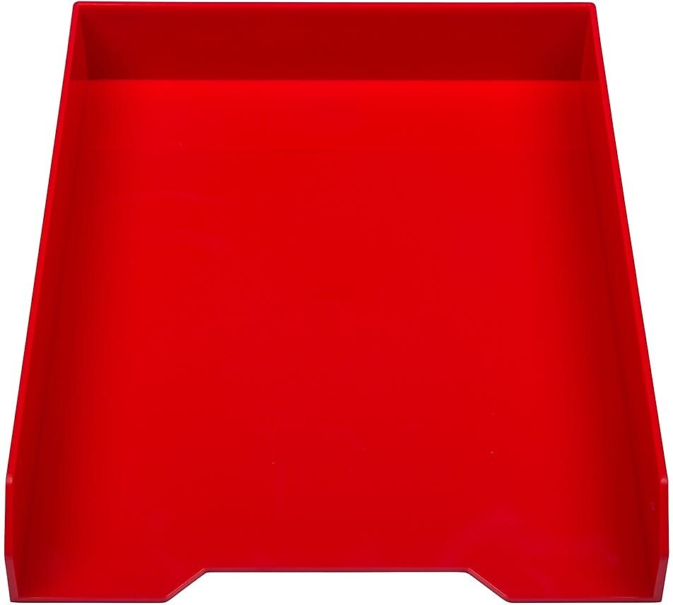 JAM PAPER Stackable Paper Trays, Red, Desktop Document, Letter, & File Organizer Tray, Sold Individually