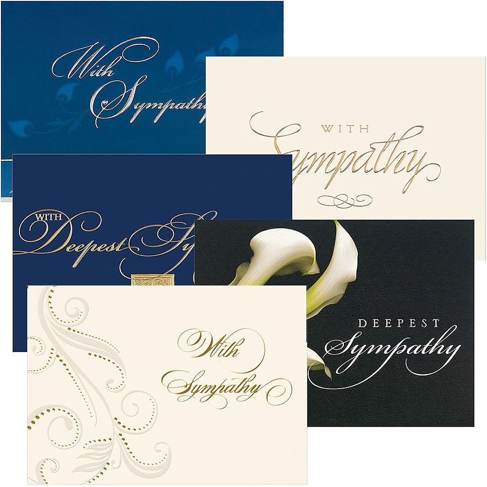JAM Paper Sympathy Greeting Cards Set, Assorted Sympathy Cards, 25/Pack