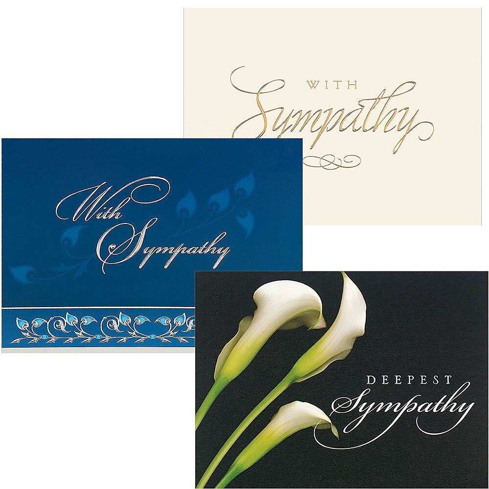JAM Paper Sympathy Greeting Cards Set, Assorted Sympathy Cards, 25/Pack