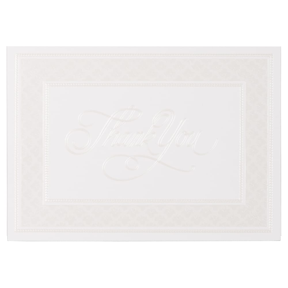 JAM Paper® Thank You Card Sets, Pearl Border Card with Anthracite Stardream Envelopes, 25 Cards and Envelopes