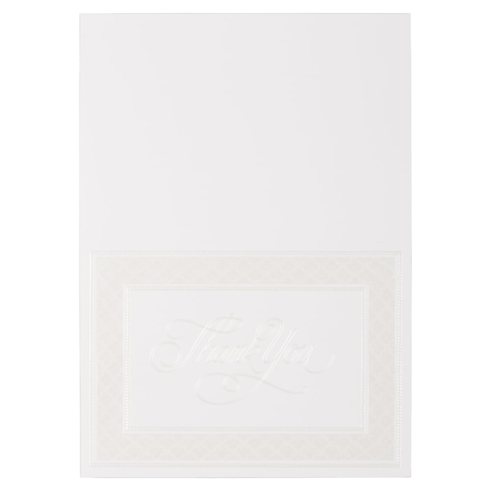 JAM Paper® Thank You Card Sets, Pearl Border Card with Anthracite Stardream Envelopes, 25 Cards and Envelopes