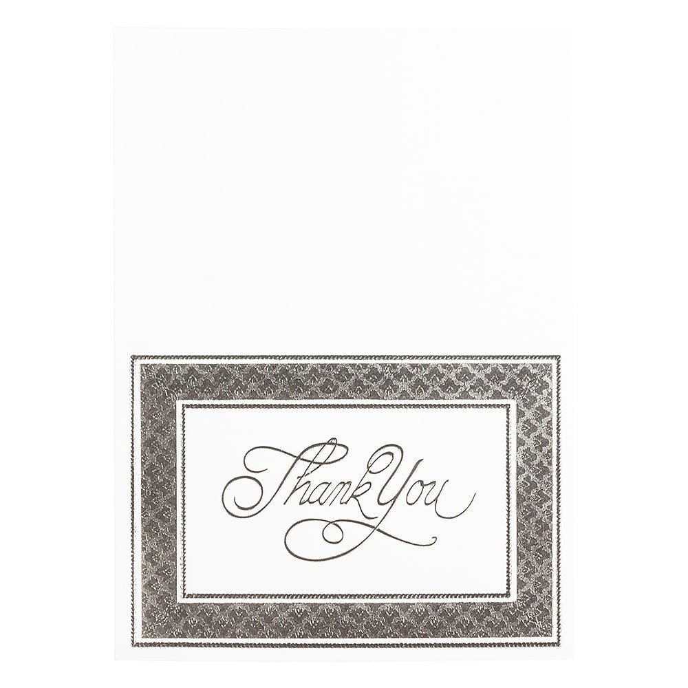 JAM Paper® Thank You Card Sets, Silver Border Cards with Anthracite Stardream Envelopes, 25 Cards and Envelopes