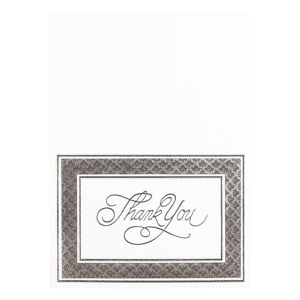 JAM Paper® Thank You Card Sets, Silver Border Cards with Silver Stardream Envelopes, 25 Cards and Envelopes