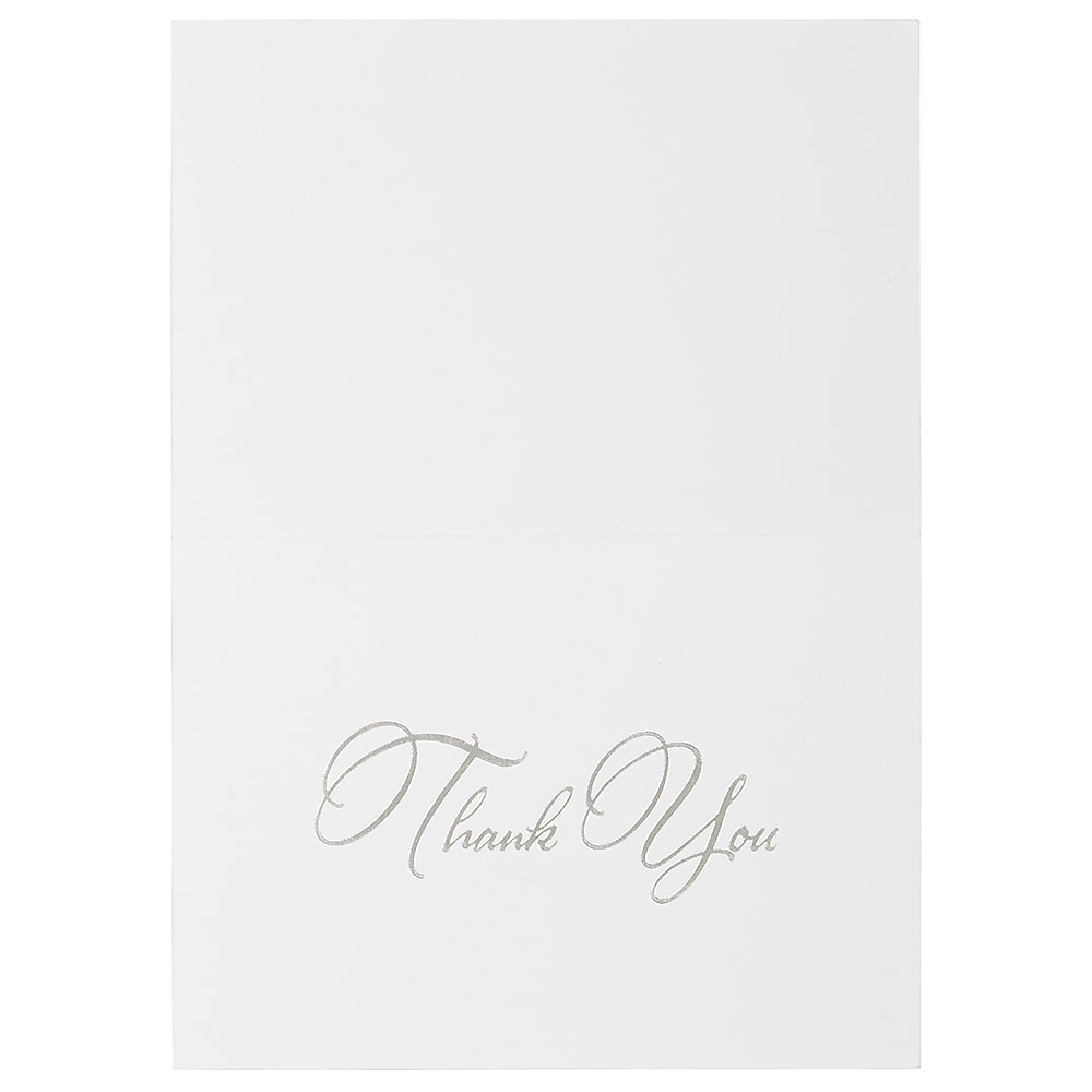 JAM PAPER Thank You Card Sets, Silver Script Cards with Anthracite Stardream Envelopes, 25 Cards and Envelopes