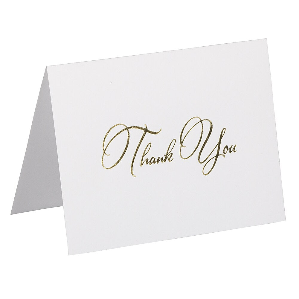 JAM PAPER Thank You Card Sets, White Care with Gold Script & Anthracite Stardream Envelopes, 25 Cards and Envelopes