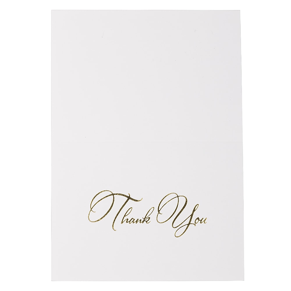 JAM PAPER Thank You Card Sets, White Care with Gold Script & Anthracite Stardream Envelopes, 25 Cards and Envelopes