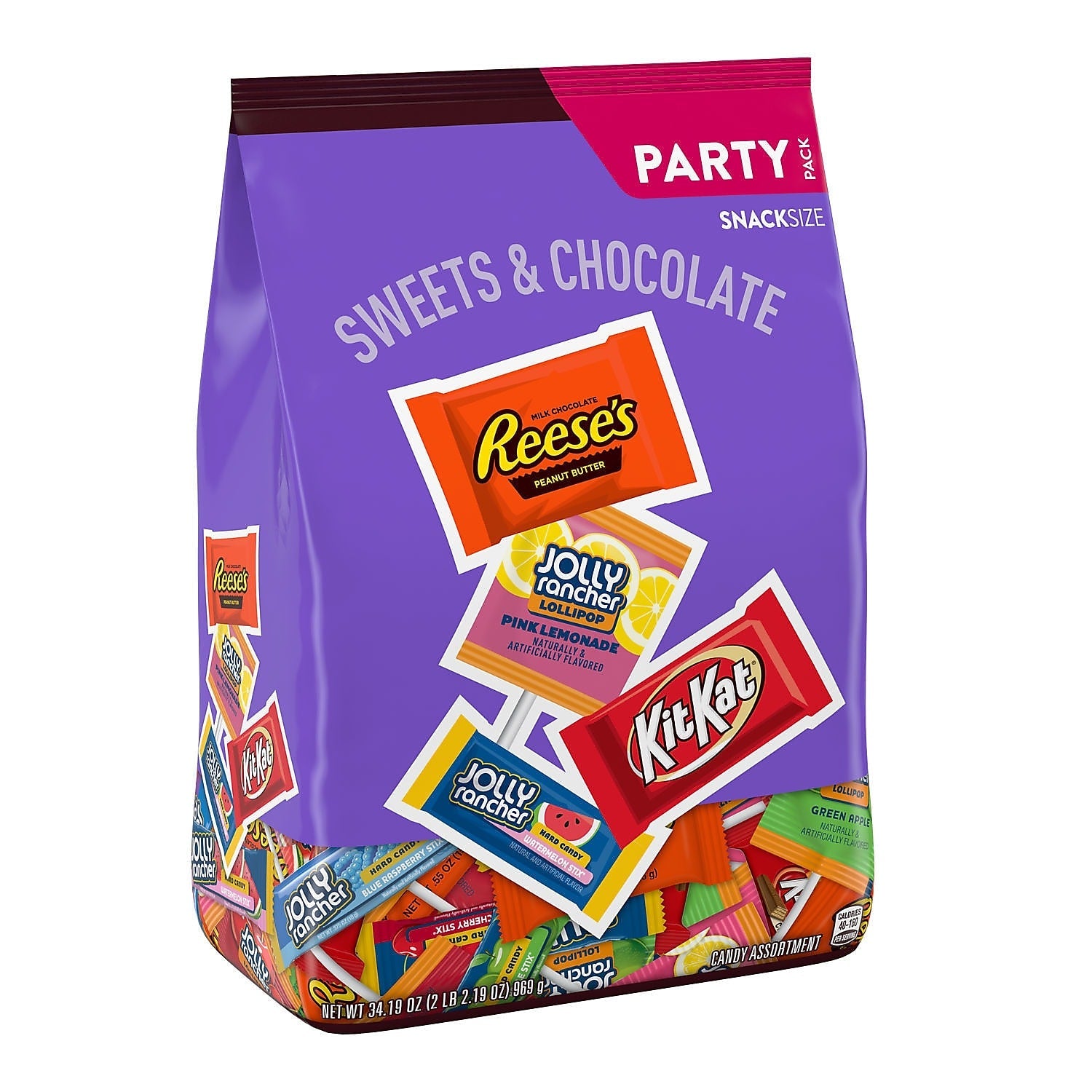 JOLLY RANCHER, KIT KAT and REESE'S Assorted Flavored Snack Size, Candy Party Pack, 34.19 oz