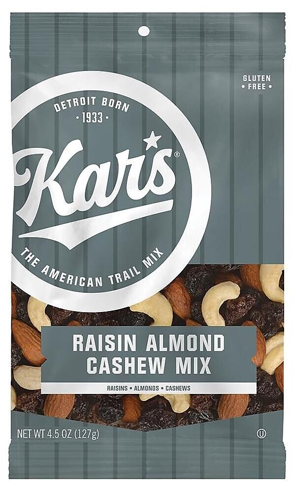 Kar's Raisin Almond Cashew Trail Mix, 4.5 oz., 12 Bags/Pack