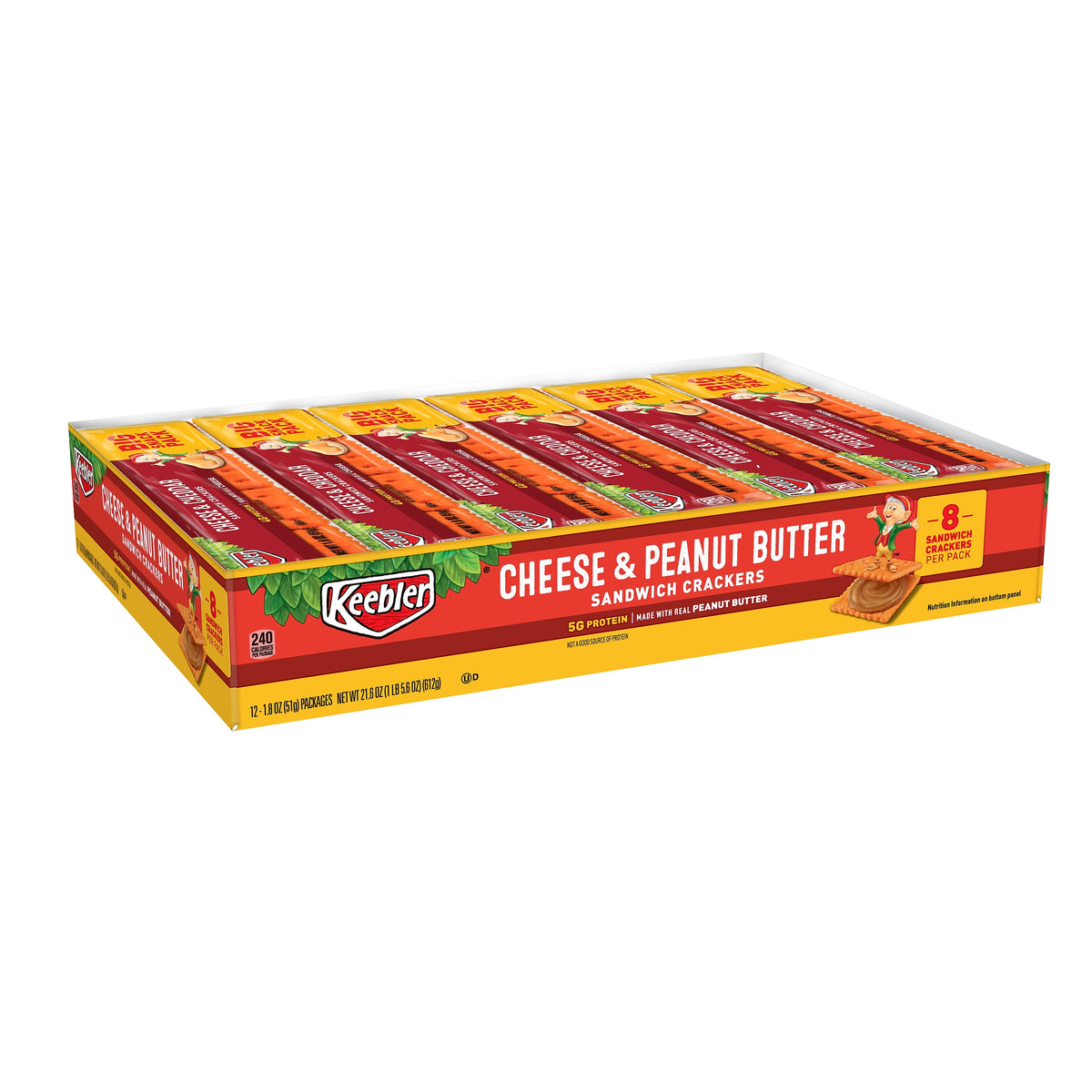 Keebler Cheese & Peanut Butter Sandwich Crackers, 1.8 oz., 12 Packs/Box