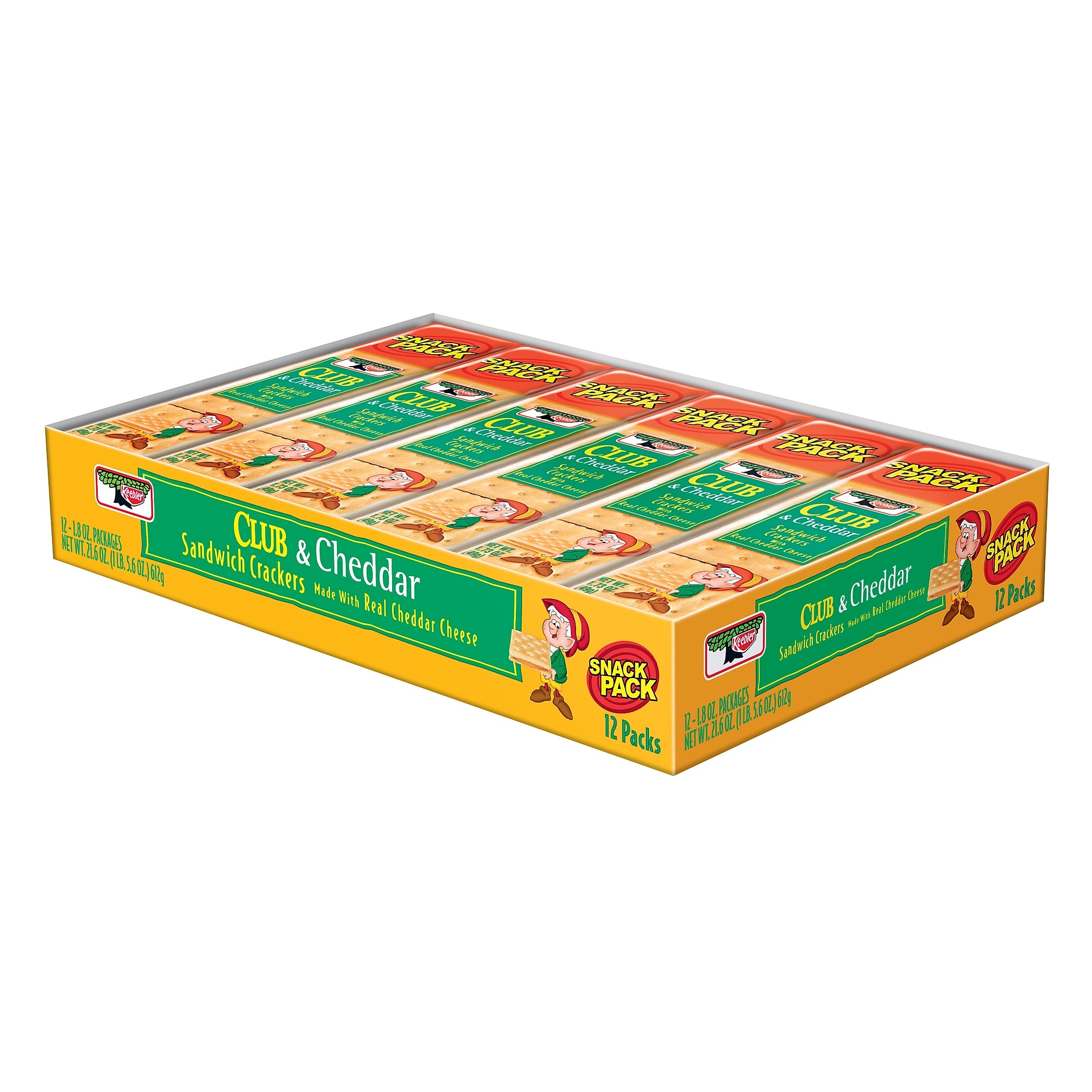 Keebler Club Cheddar Sandwich Crackers, 1.8 oz., 12 Packs/Box