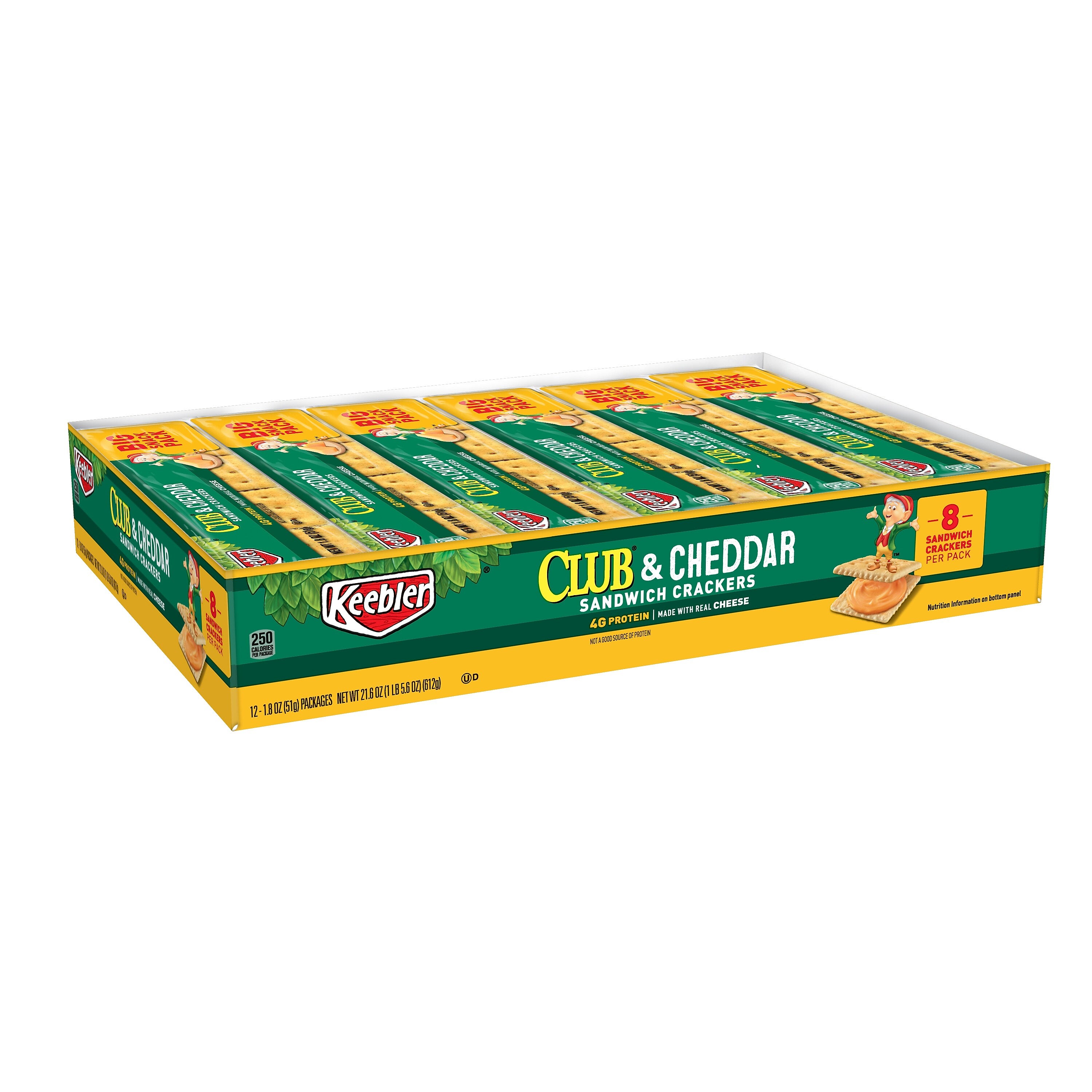 Keebler Club Cheddar Sandwich Crackers, 1.8 oz., 12 Packs/Box