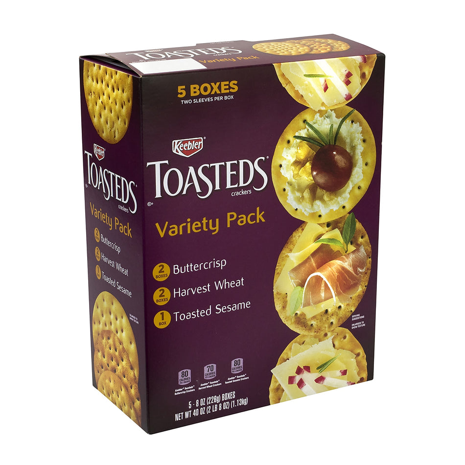 Keebler Toasteds Crackers - Variety Pack , 40 oz, 5/Pack