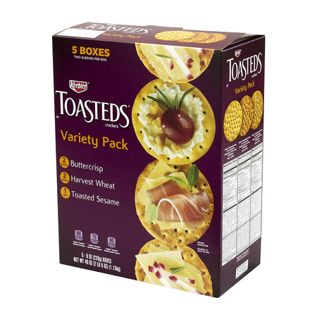 Keebler Toasteds Crackers - Variety Pack , 40 oz, 5/Pack