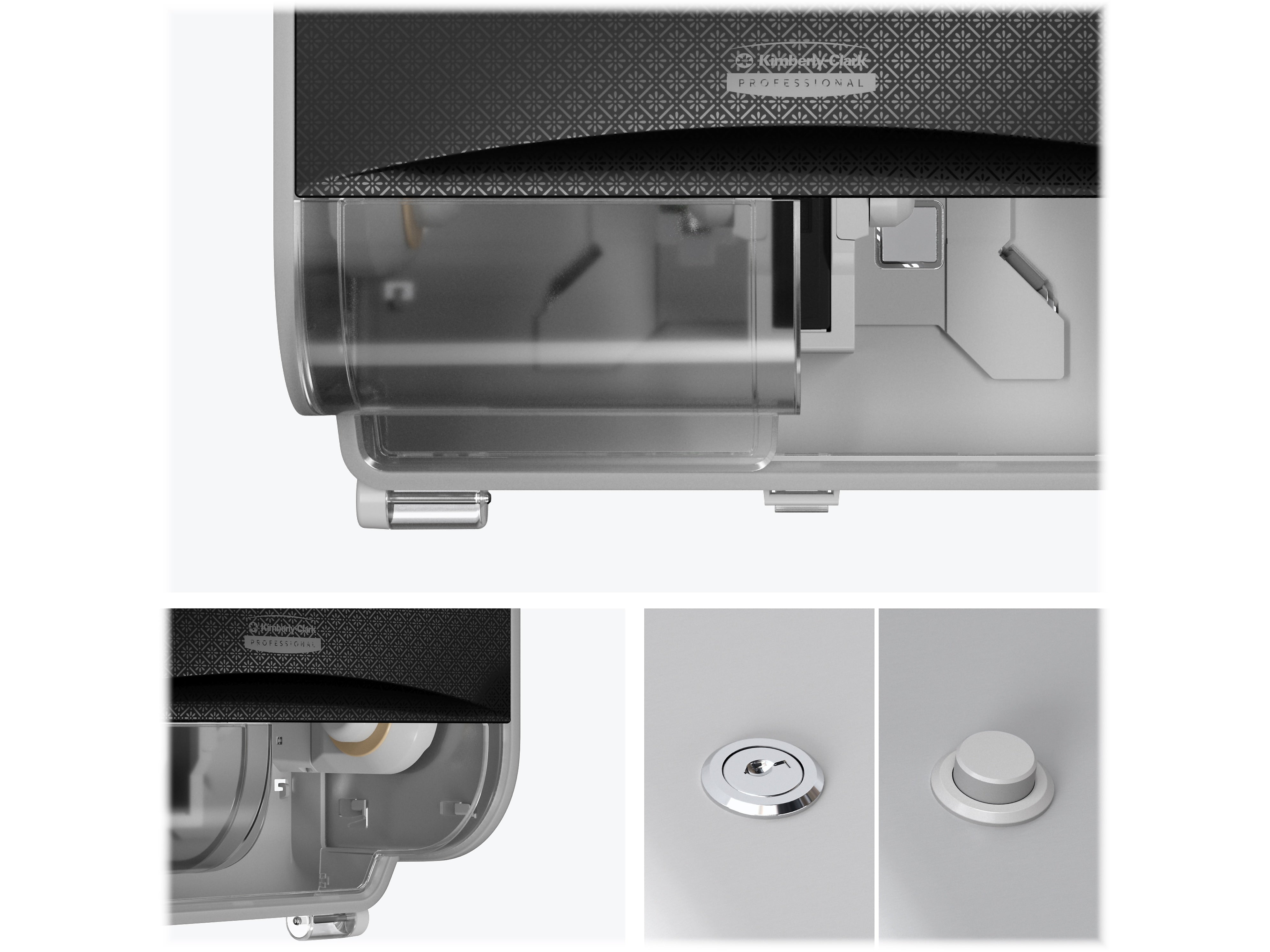 Kimberly-Clark Professional ICON Coreless 2-Roll Horizontal Toilet Paper Dispenser with Faceplate, Black Mosaic