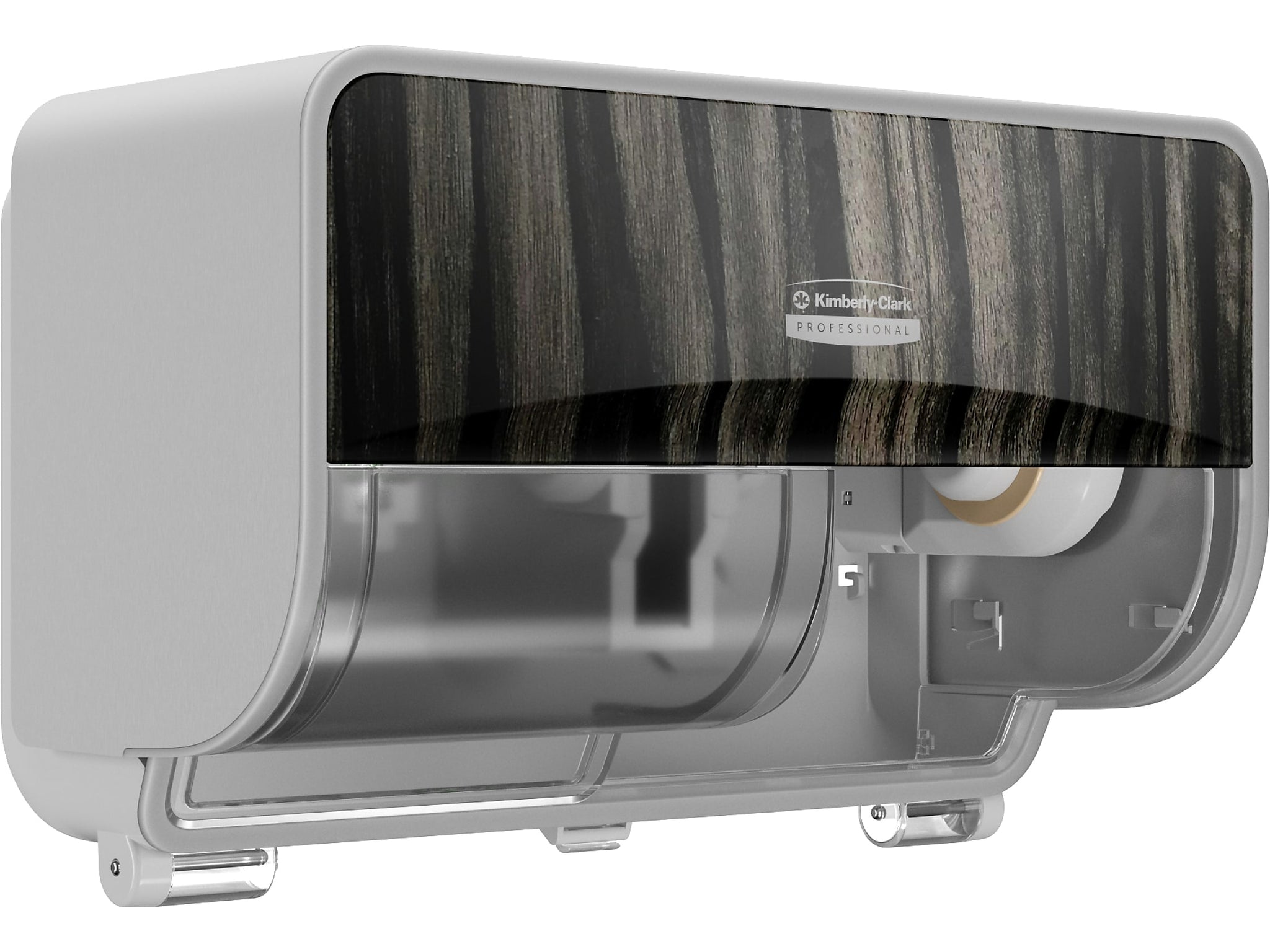 Kimberly-Clark Professional ICON Coreless 2-Roll Horizontal Toilet Paper Dispenser with Faceplate, Ebony Wood Grain