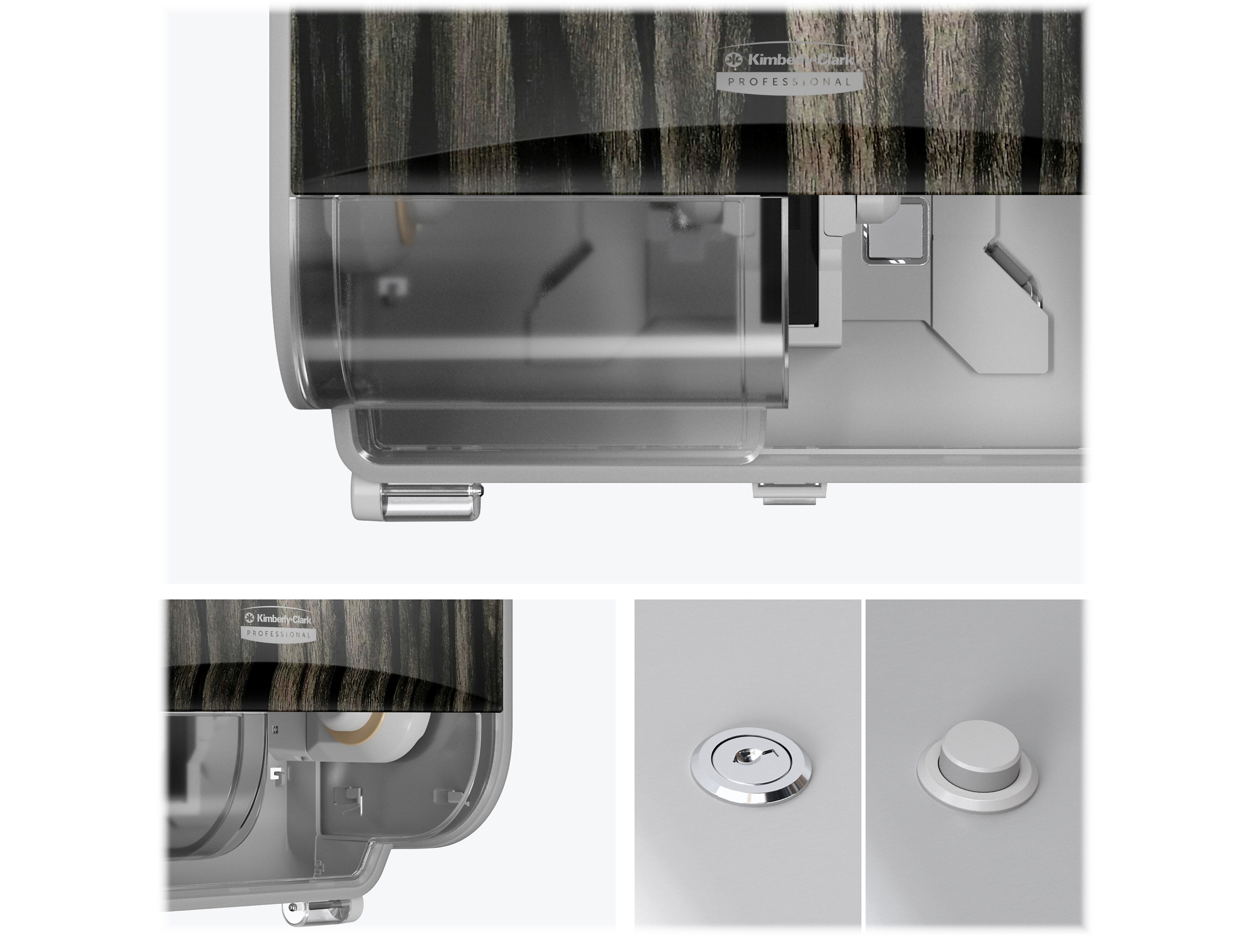Kimberly-Clark Professional ICON Coreless 2-Roll Horizontal Toilet Paper Dispenser with Faceplate, Ebony Wood Grain