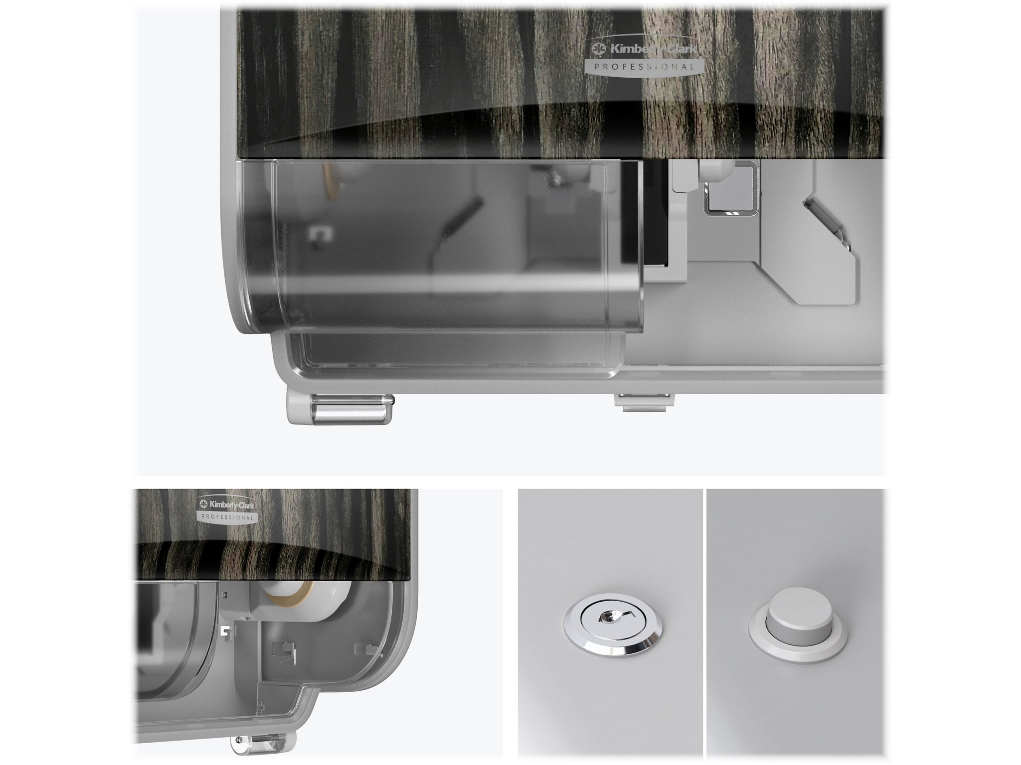 Kimberly-Clark Professional ICON Coreless 2-Roll Horizontal Toilet Paper Dispenser with Faceplate, Ebony Wood Grain