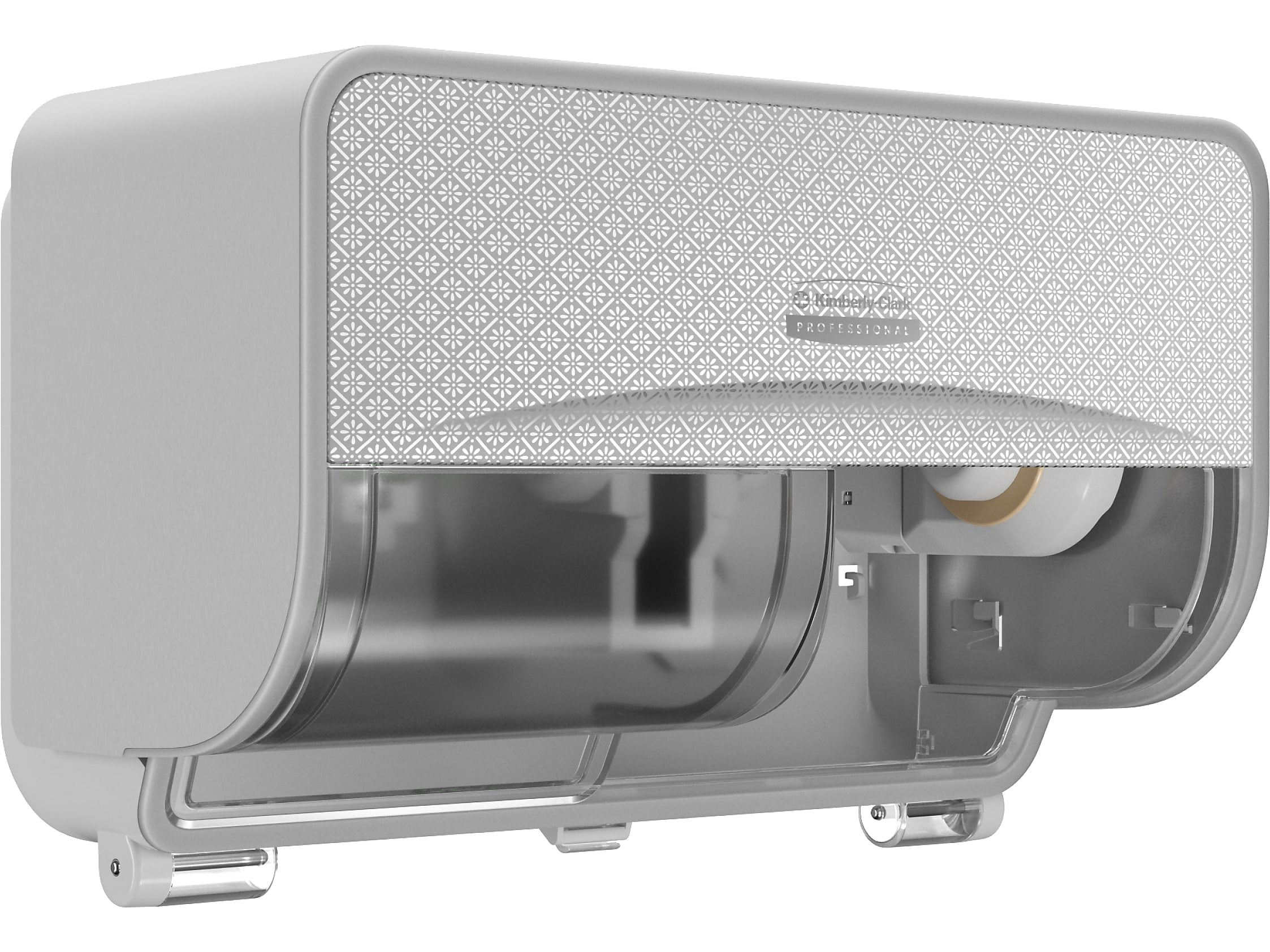 Kimberly-Clark Professional ICON Coreless 2-Roll Horizontal Toilet Paper Dispenser with Faceplate, Silver Mosaic
