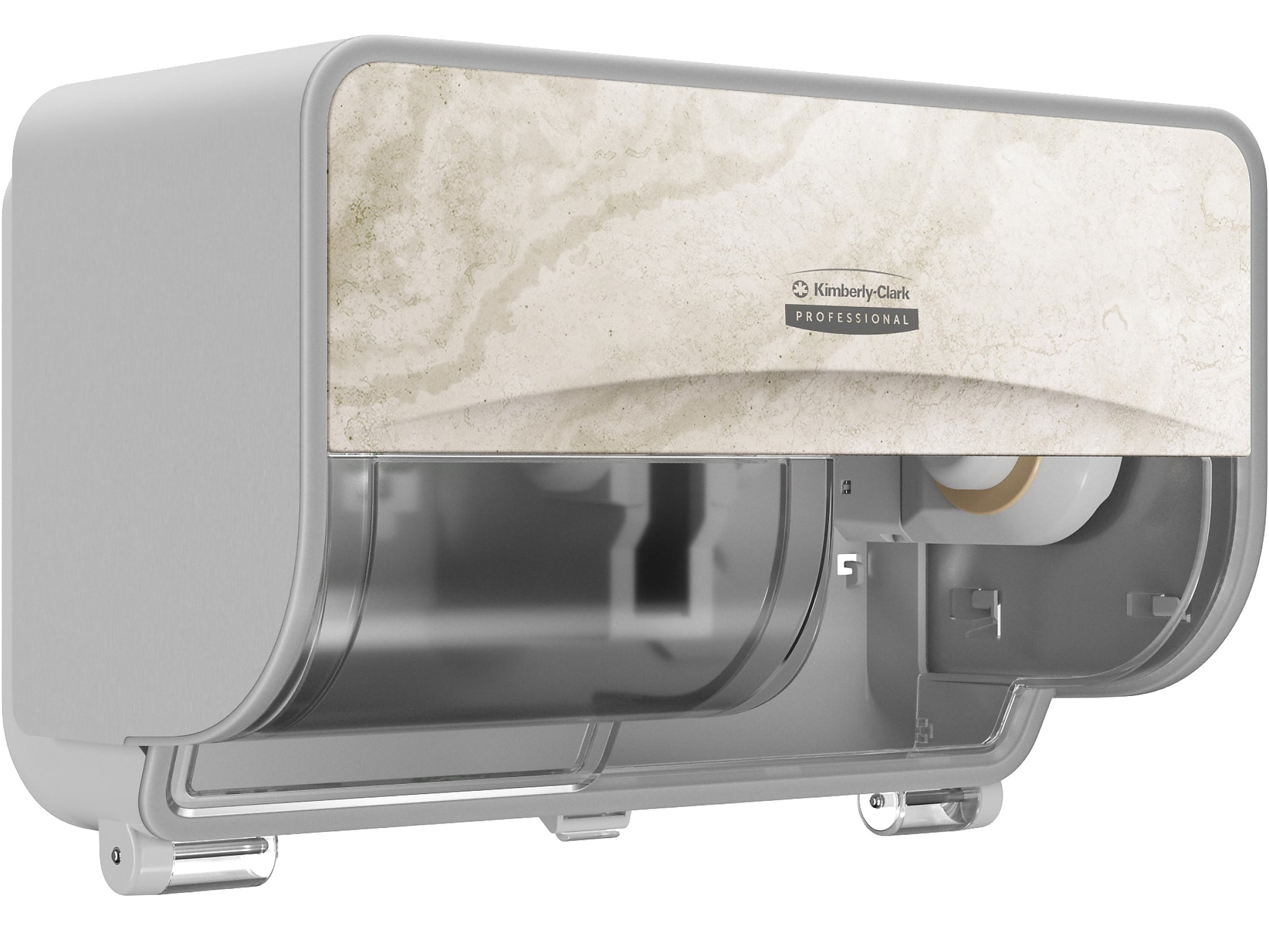 Kimberly-Clark Professional ICON Coreless 2-Roll Horizontal Toilet Paper Dispenser with Faceplate, Warm Marble