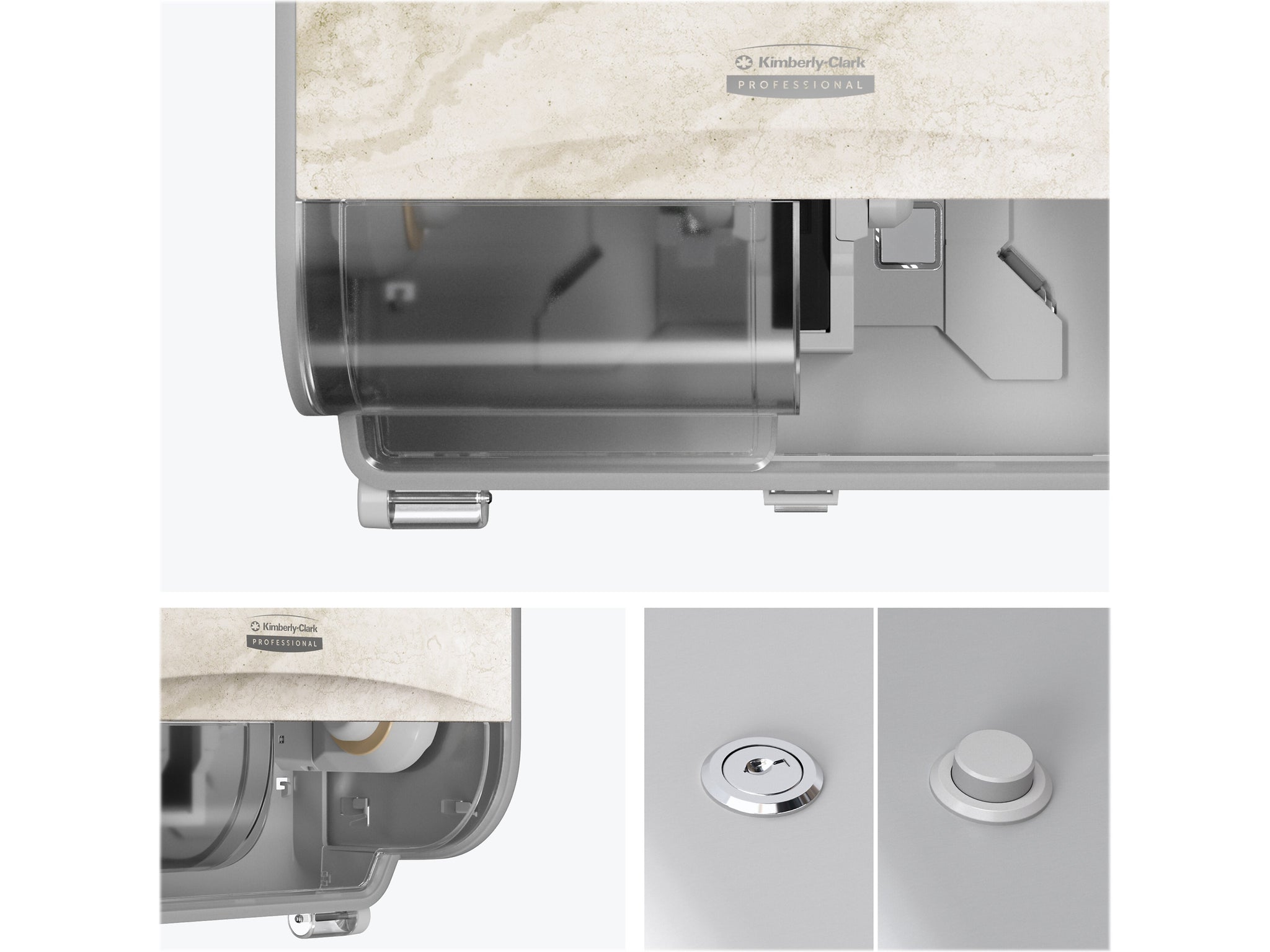 Kimberly-Clark Professional ICON Coreless 2-Roll Horizontal Toilet Paper Dispenser with Faceplate, Warm Marble
