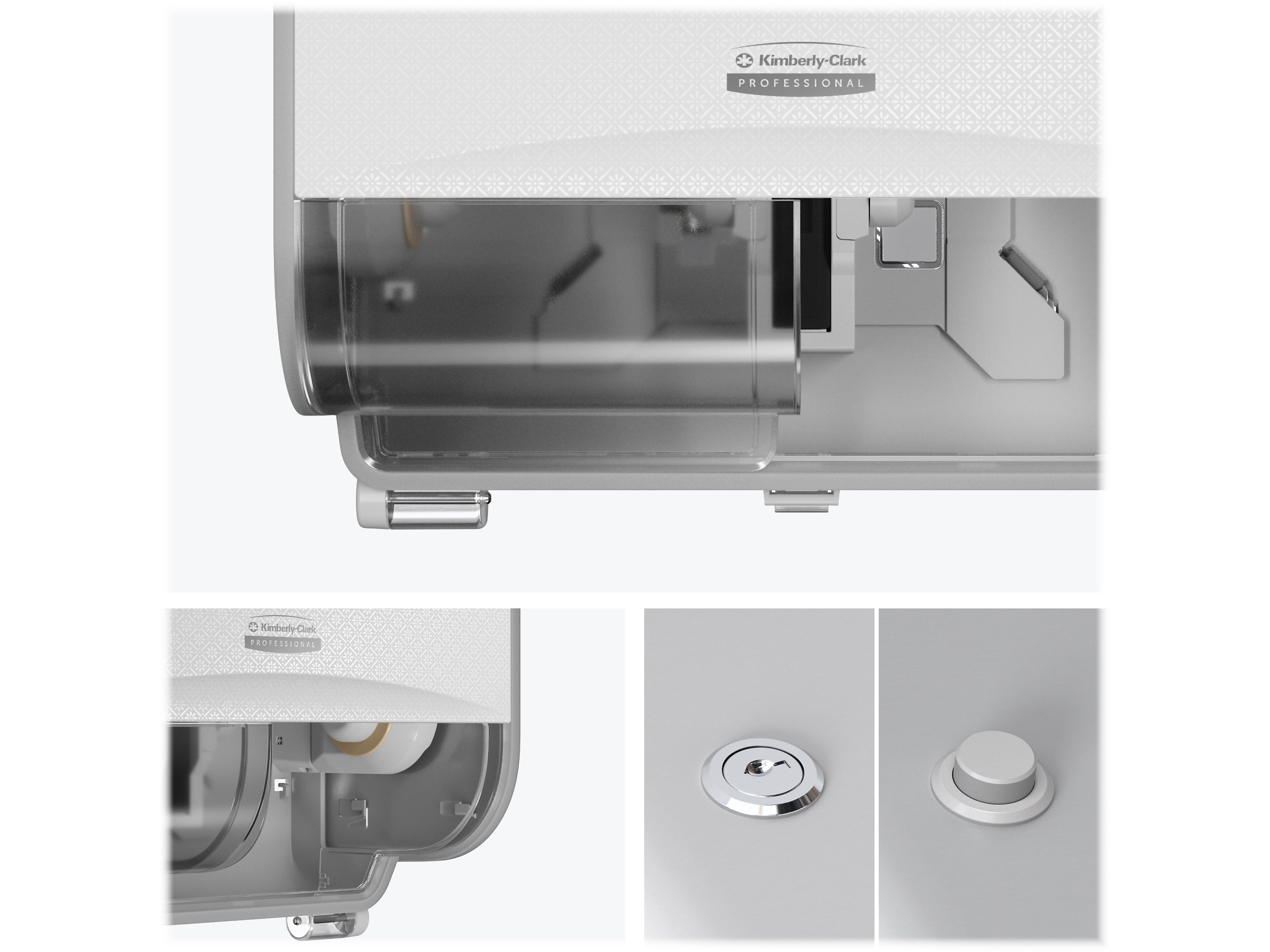Kimberly-Clark Professional ICON Coreless 2-Roll Horizontal Toilet Paper Dispenser with Faceplate, White Mosaic