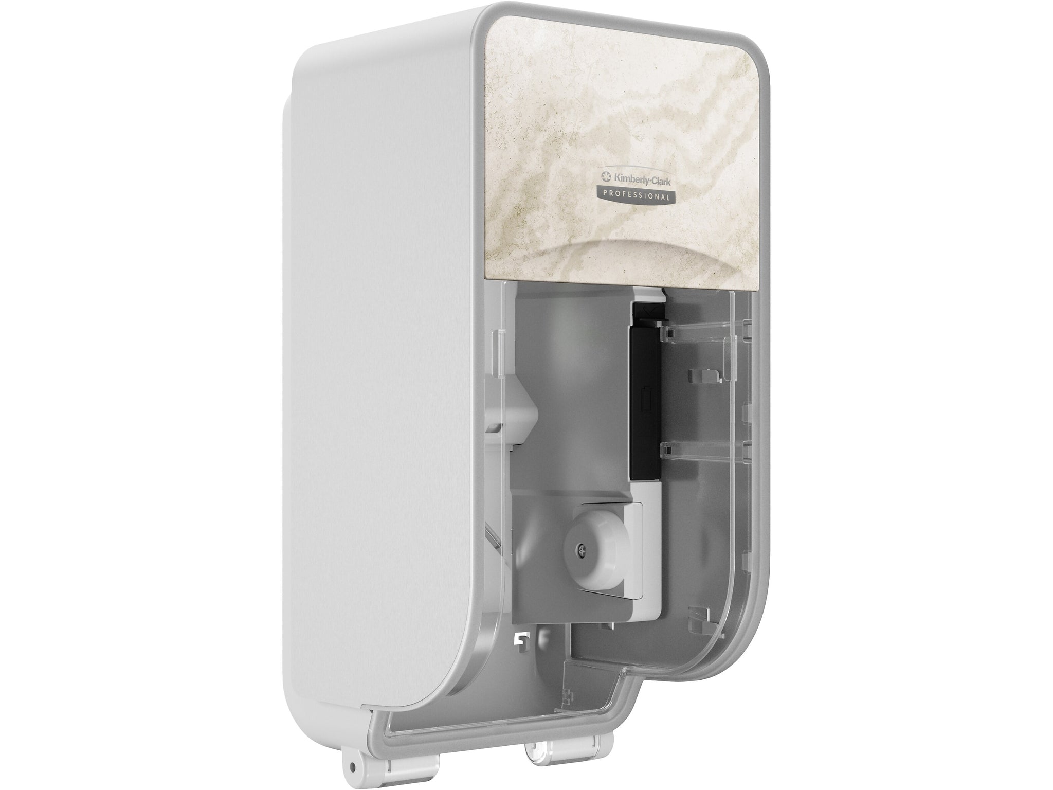 Kimberly-Clark Professional ICON Coreless 2-Roll Vertical Toilet Paper Dispenser with Faceplate, Warm Marble