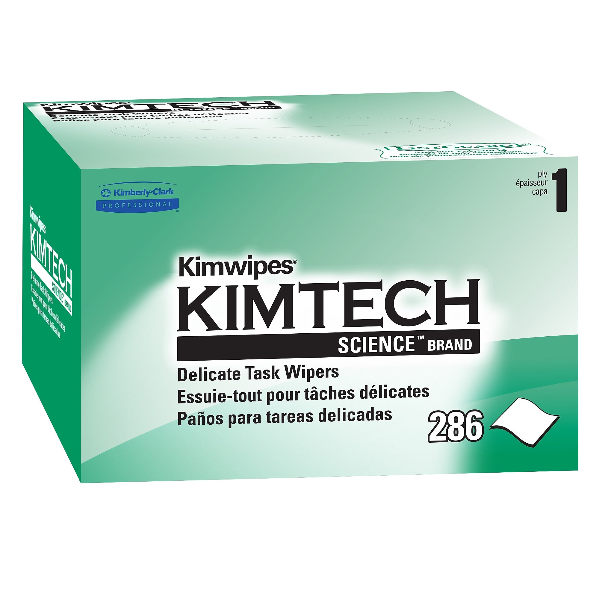 Kimtech SCIENCE KIMWIPES Delicate Task Durable Fibers Cleaning Wipers, 8.4" x 4.4", White, 286 Wipers/Box