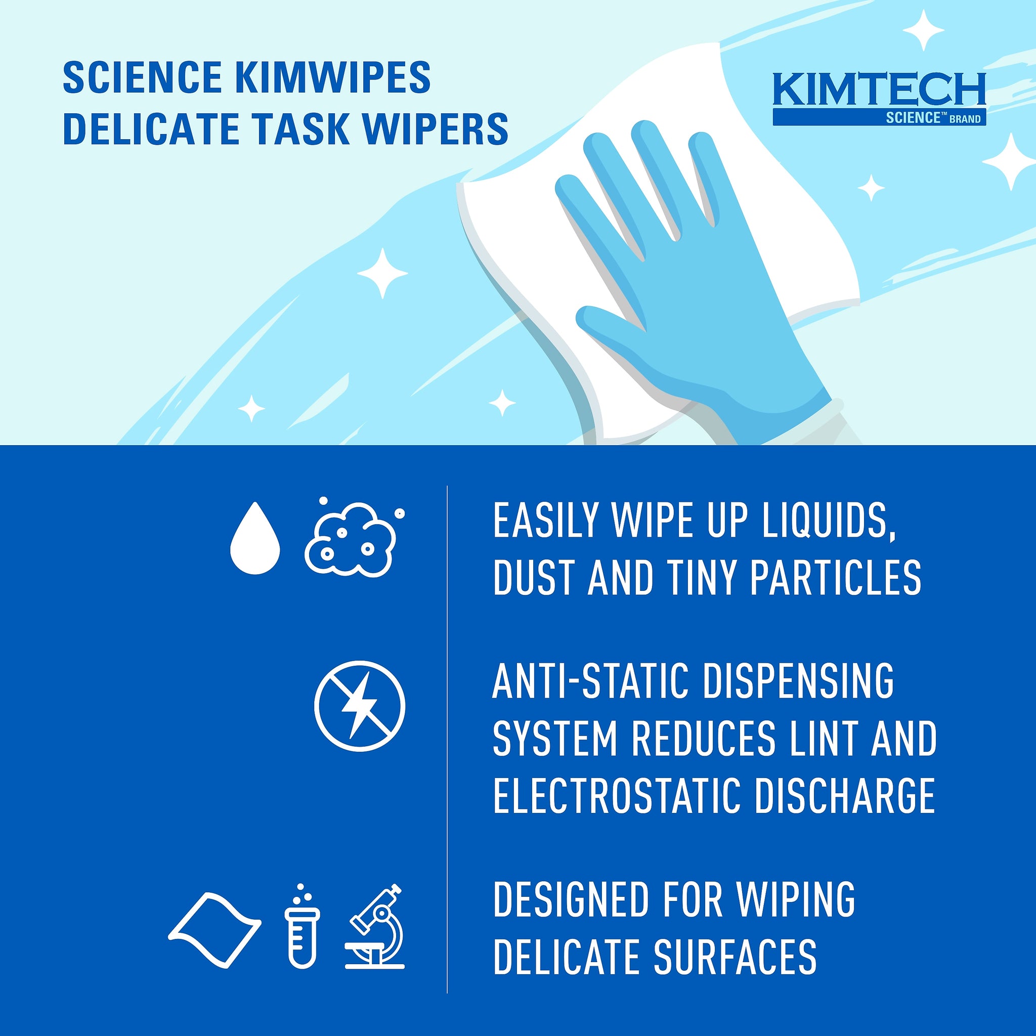 Kimtech SCIENCE KIMWIPES Delicate Task Durable Fibers Cleaning Wipers, 8.4