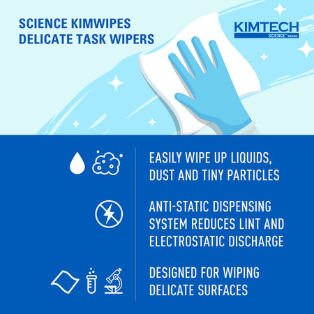 Kimtech SCIENCE KIMWIPES Delicate Task Durable Fibers Cleaning Wipers, 8.4" x 4.4", White, 286 Wipers/Box, 30/Carton