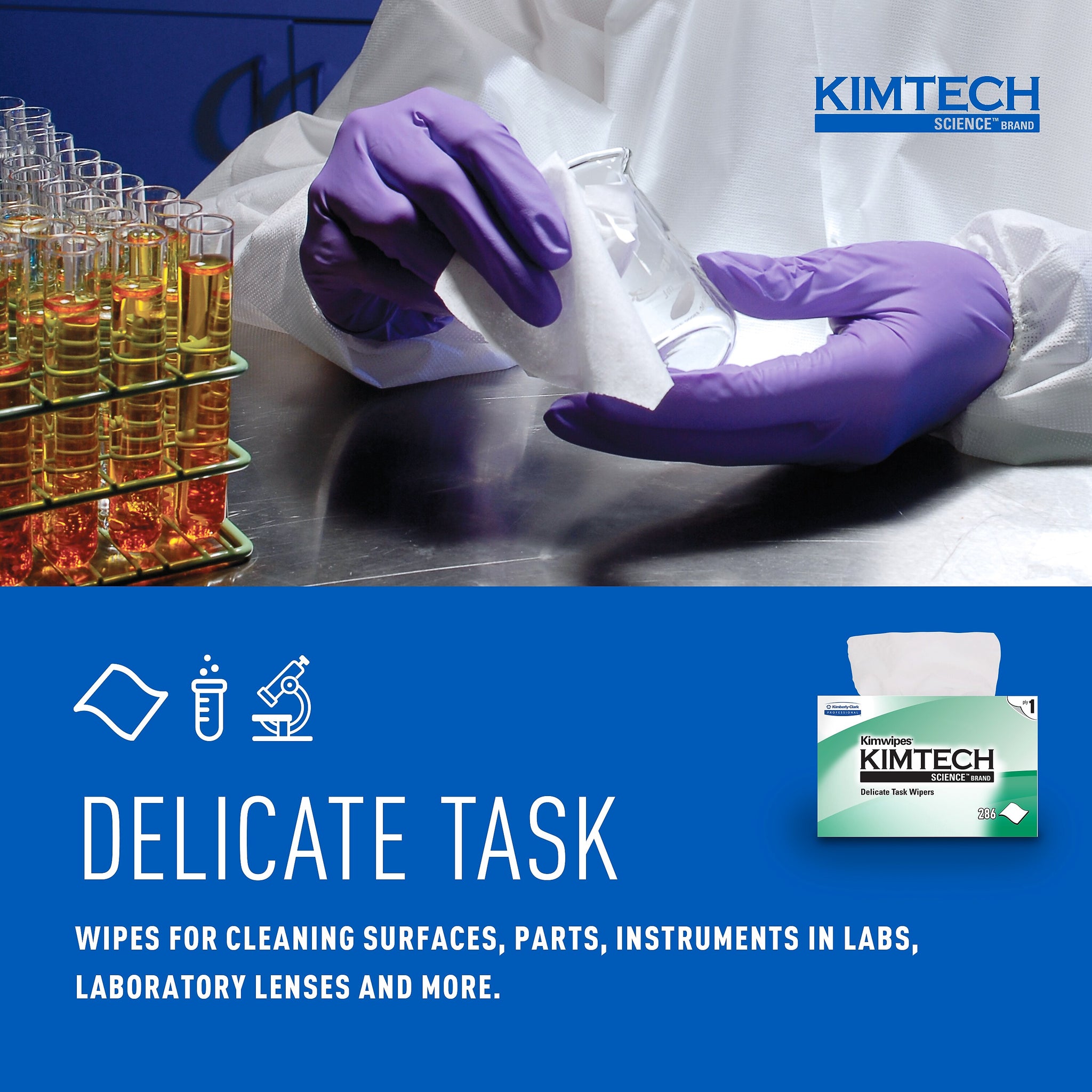 Kimtech SCIENCE KIMWIPES Delicate Task Durable Fibers Cleaning Wipers, 8.4