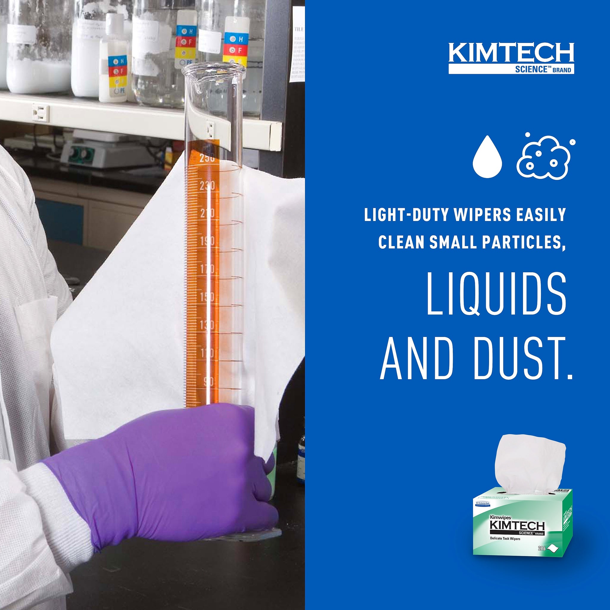 Kimtech SCIENCE KIMWIPES Delicate Task Durable Fibers Cleaning Wipers, 8.4