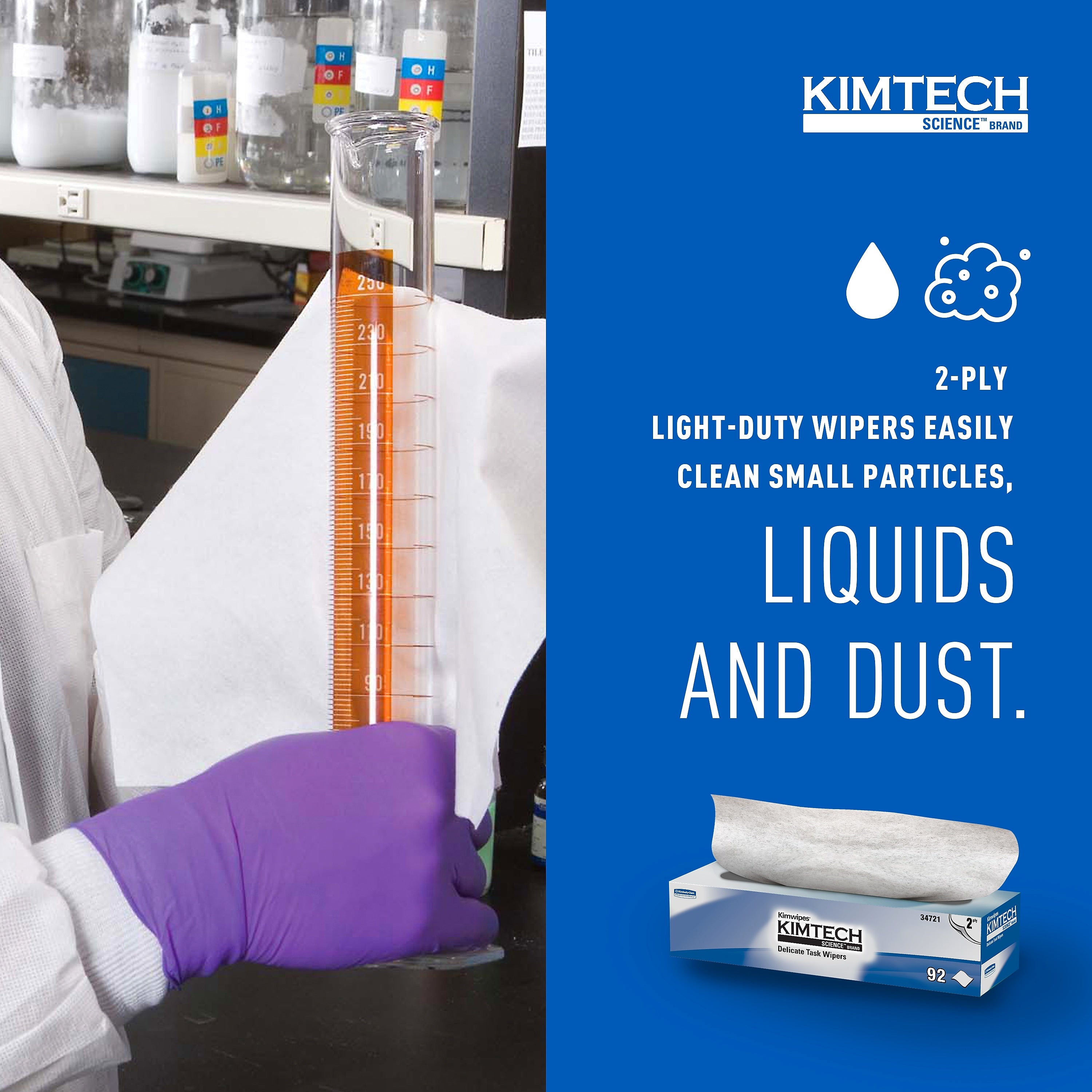 Kimtech Science Kimwipes Delicate Task Wipers, 2-ply, White, 92 Sheets/Box , 15 Boxes/Case