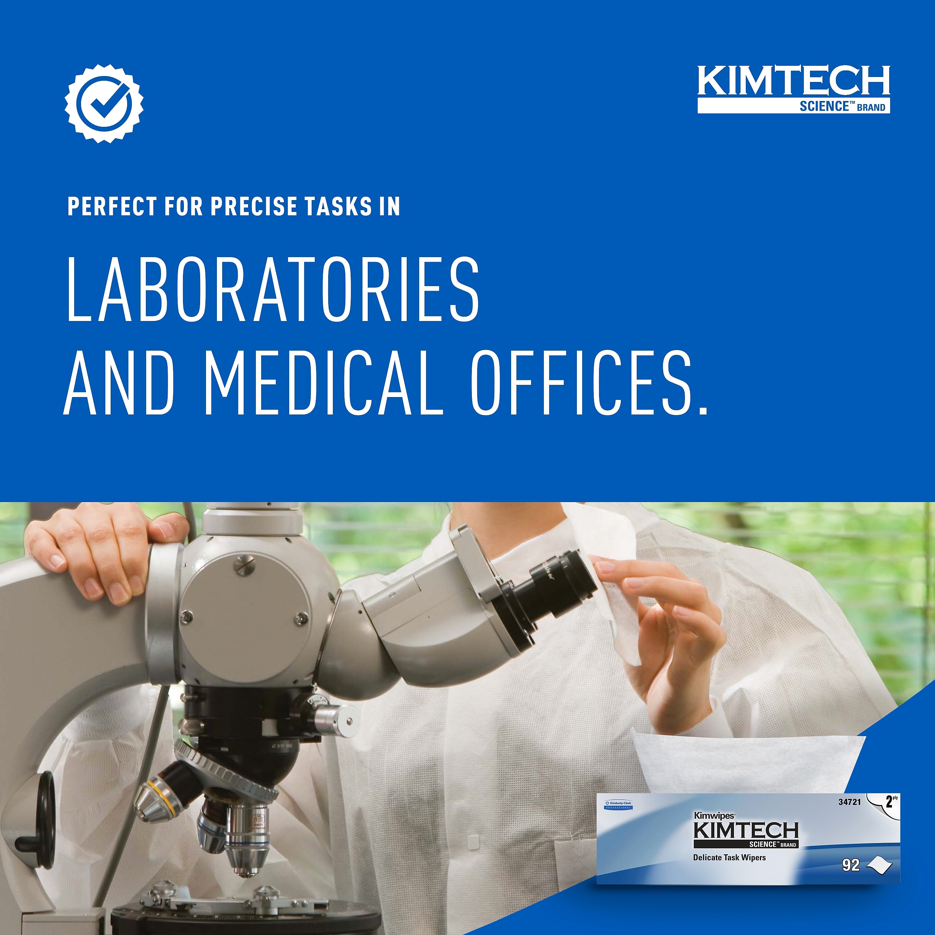 Kimtech Science Kimwipes Delicate Task Wipers, 2-ply, White, 92 Sheets/Box , 15 Boxes/Case