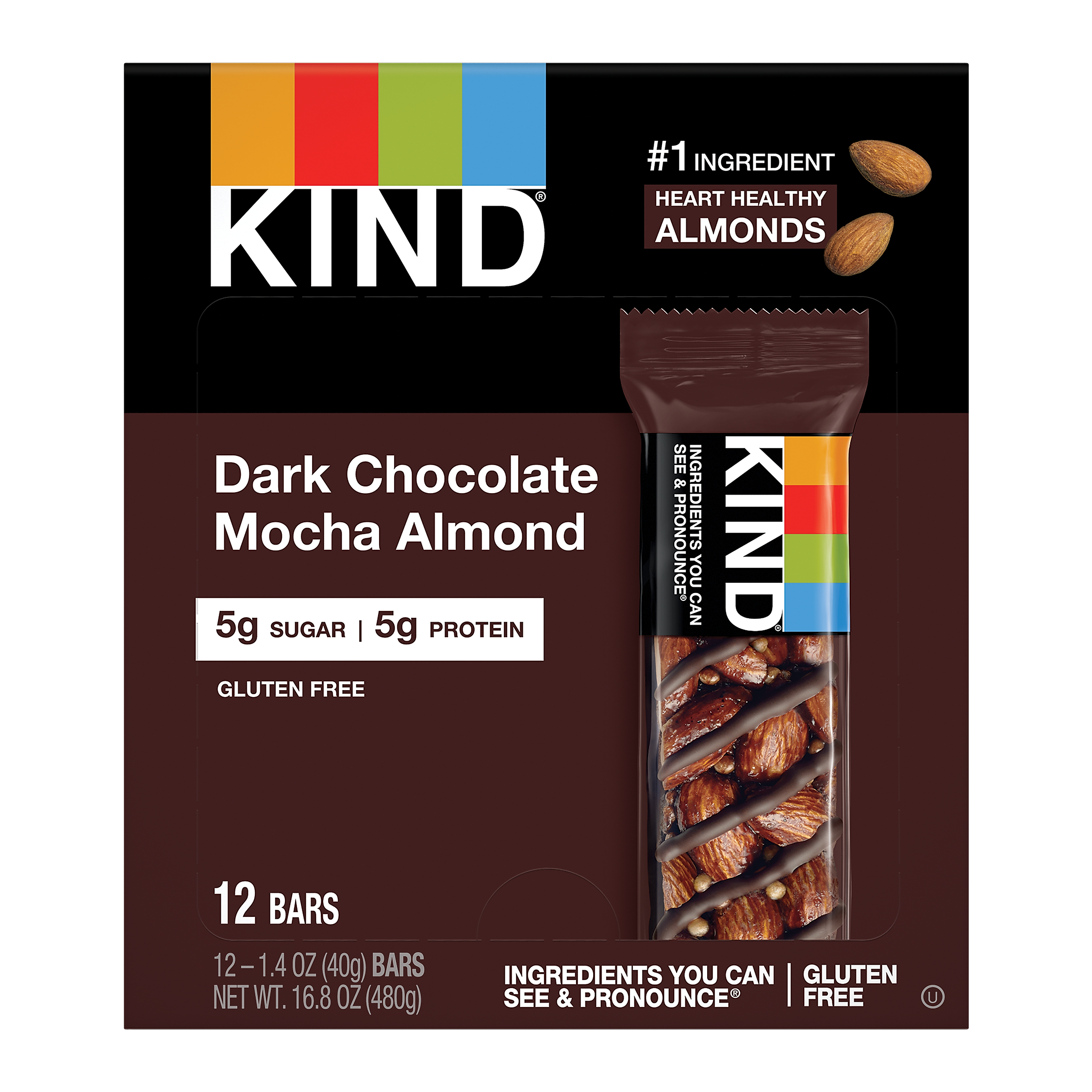 KIND Bar, Dark Chocolate Mocha Almond, 1.4 Oz., 12/Box