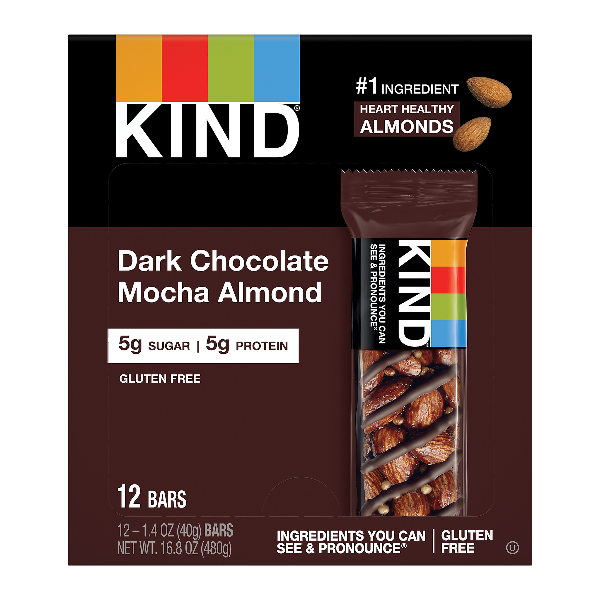 KIND Bar, Dark Chocolate Mocha Almond, 1.4 Oz., 12/Box