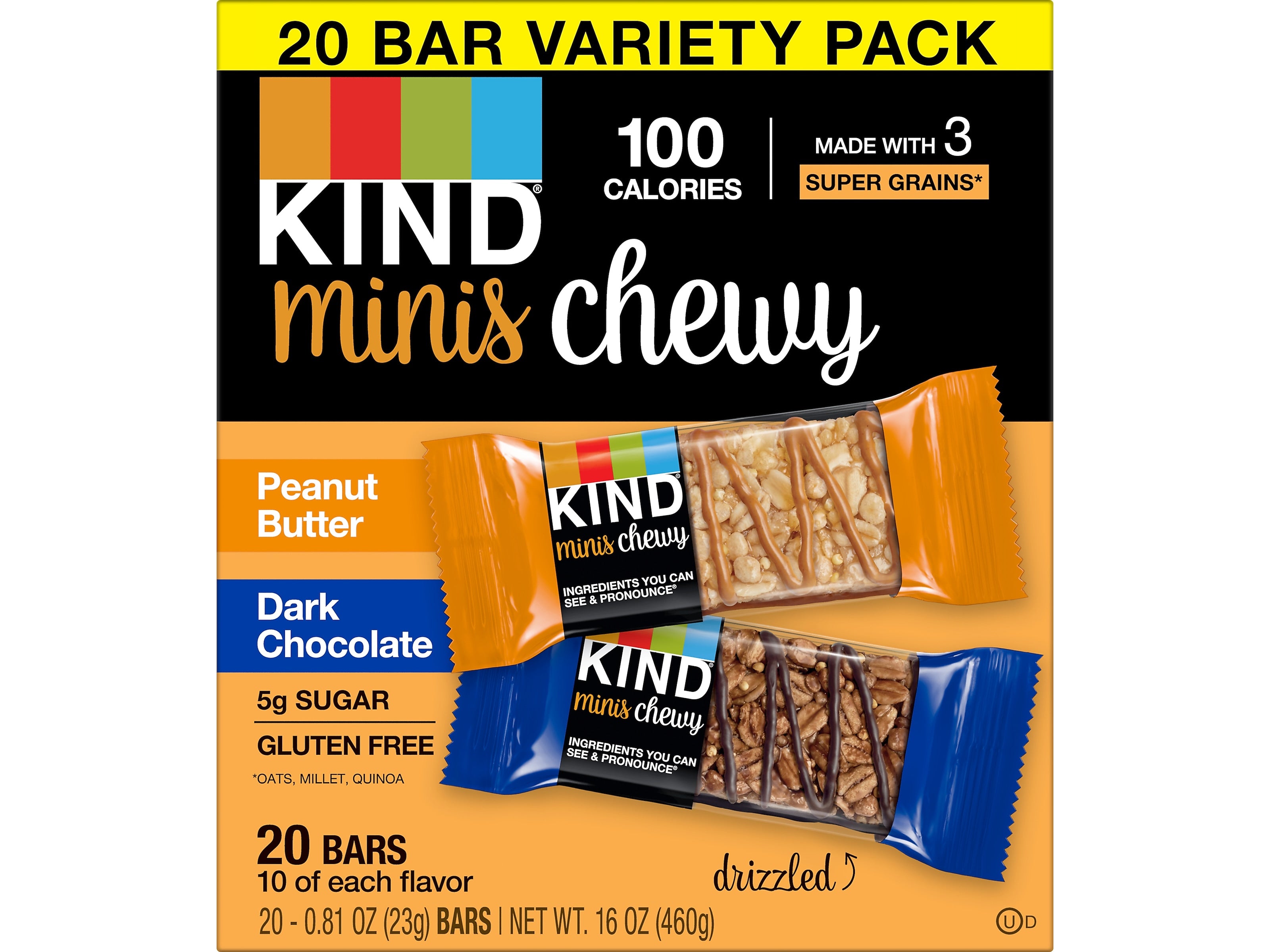KIND Chewy Minis Gluten-Free Bar Variety Pack, 0.81 oz., 20 Bars/Box