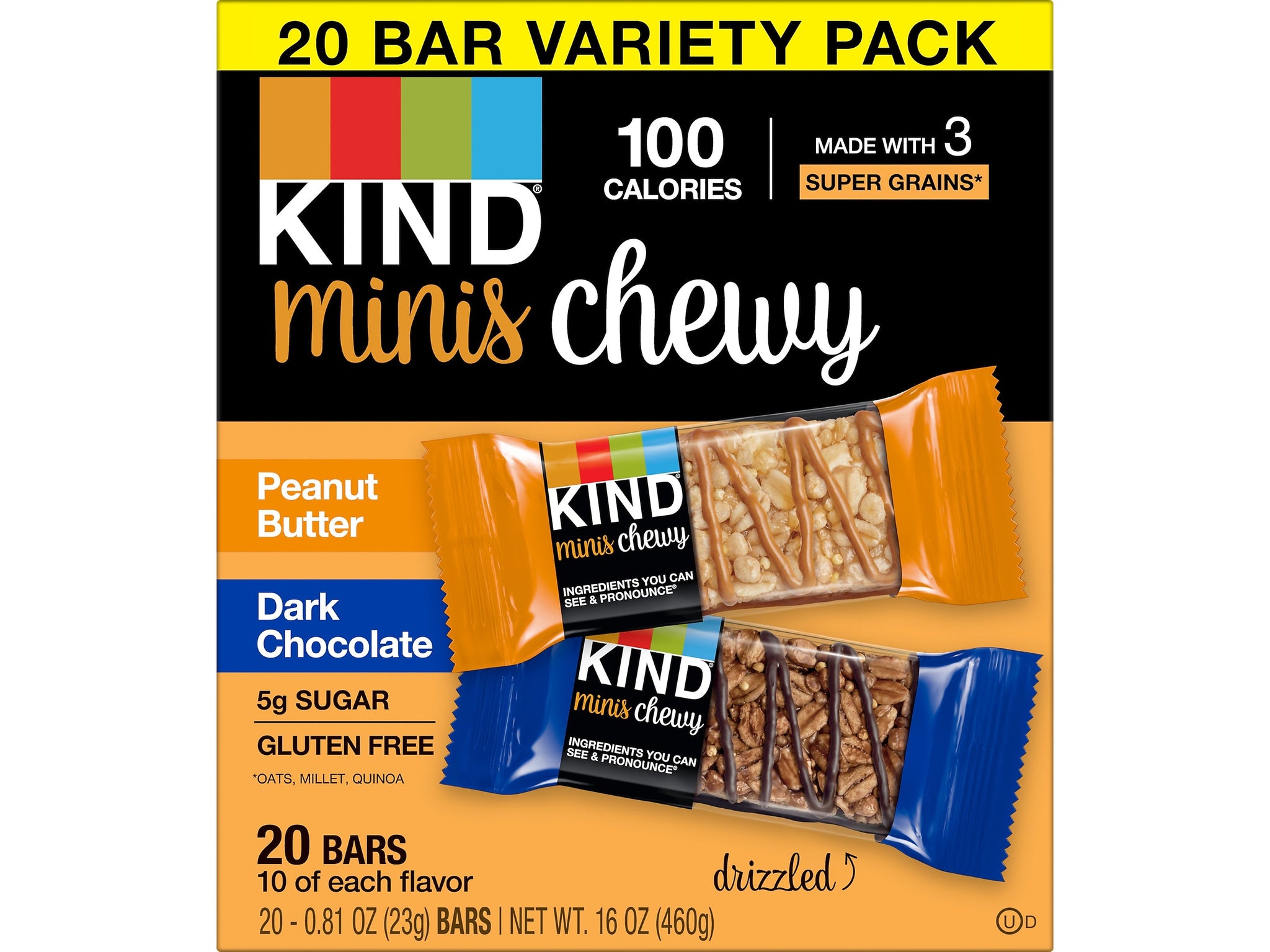 KIND Chewy Minis Gluten-Free Bar Variety Pack, 0.81 oz., 20 Bars/Box