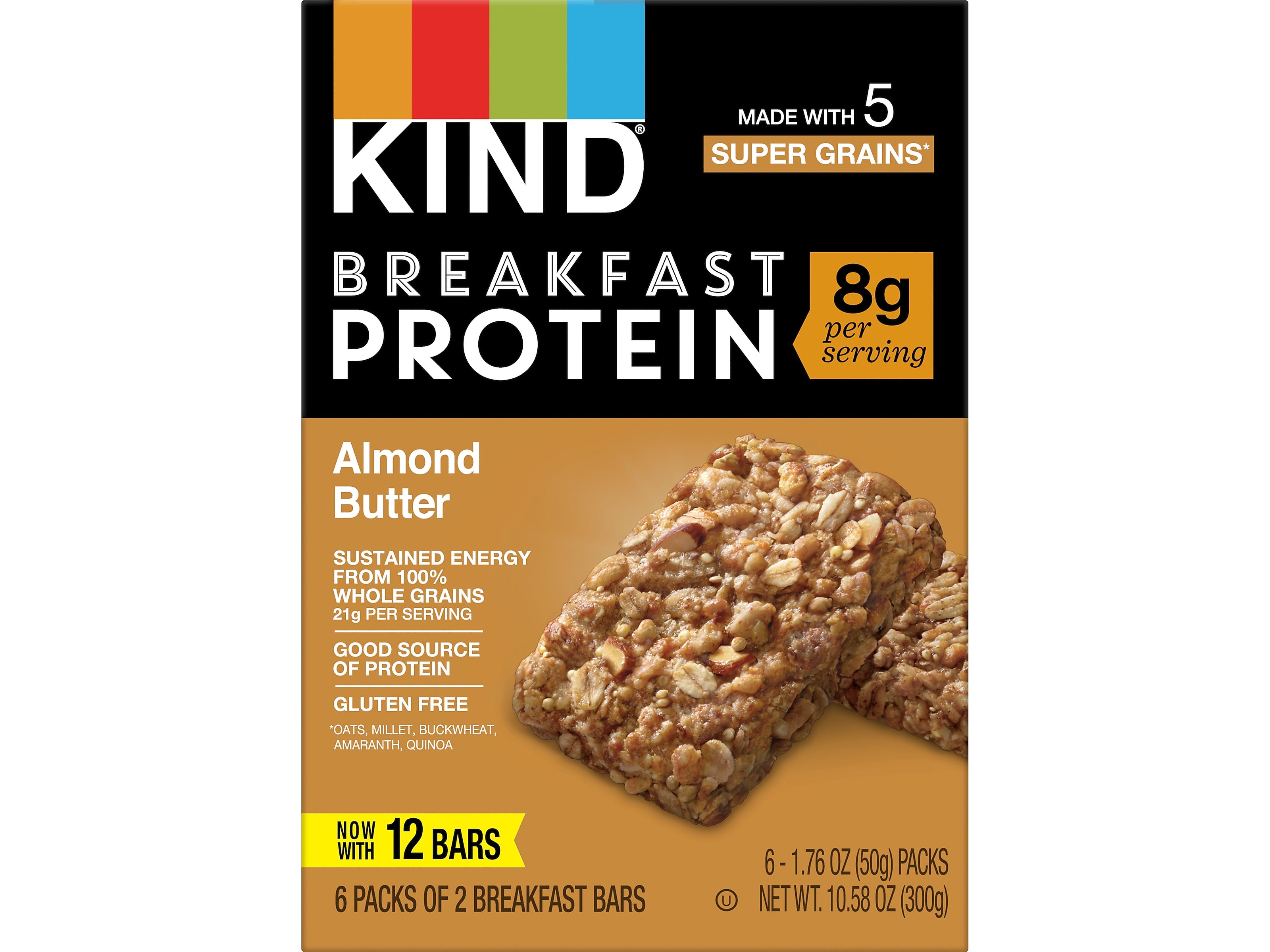 KIND Gluten-Free Almond Butter Protein Breakfast Bar, 0.88 oz., 6 Bars/Box