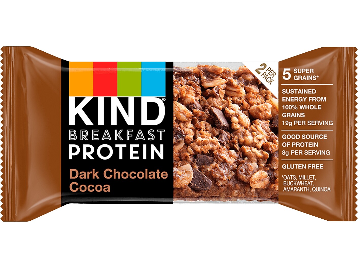 KIND Gluten-Free Dark Chocolate Cocoa Protein Breakfast Bar, 0.88 oz., 6 Bars/Box