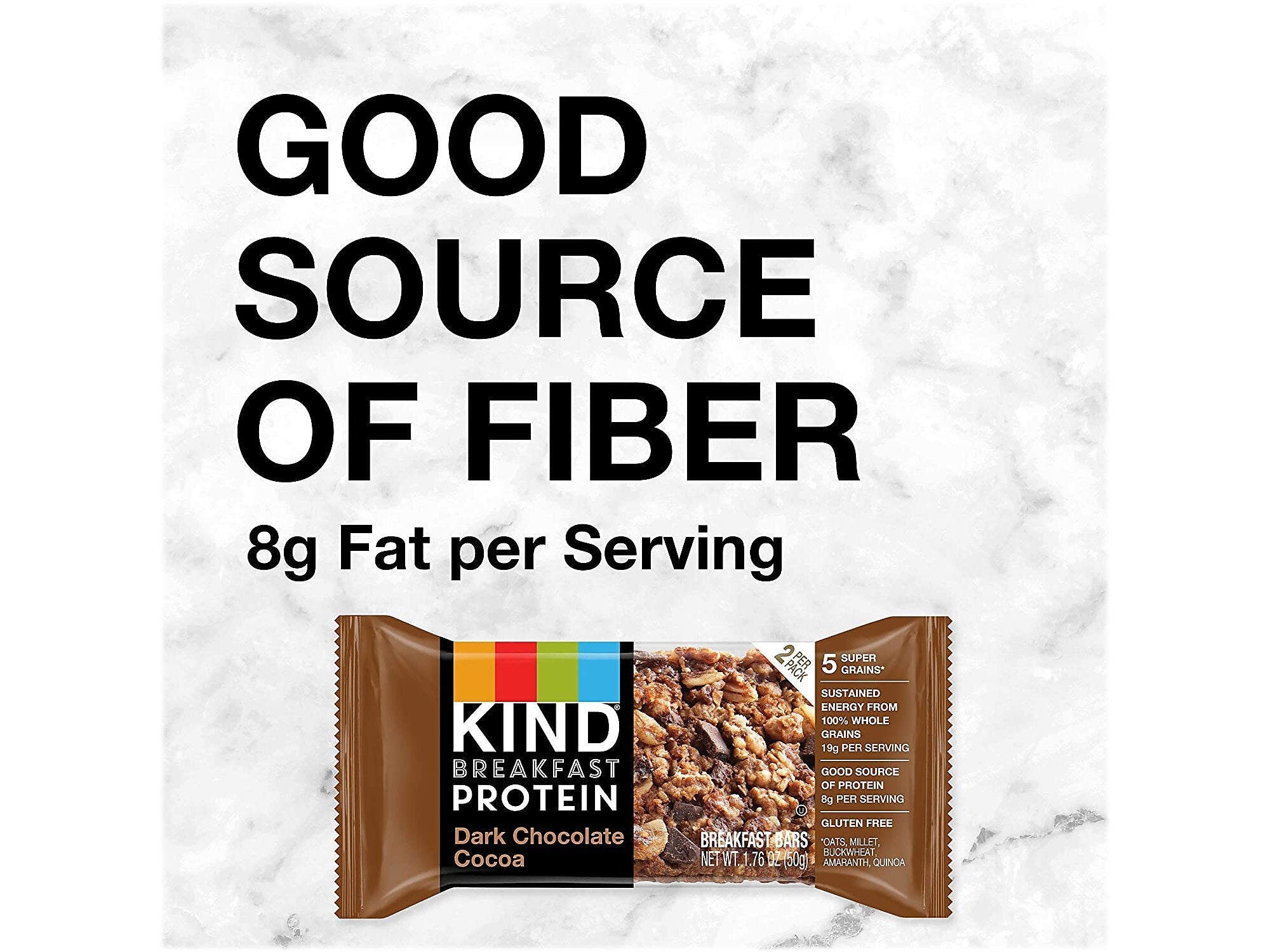 KIND Gluten-Free Dark Chocolate Cocoa Protein Breakfast Bar, 0.88 oz., 6 Bars/Box