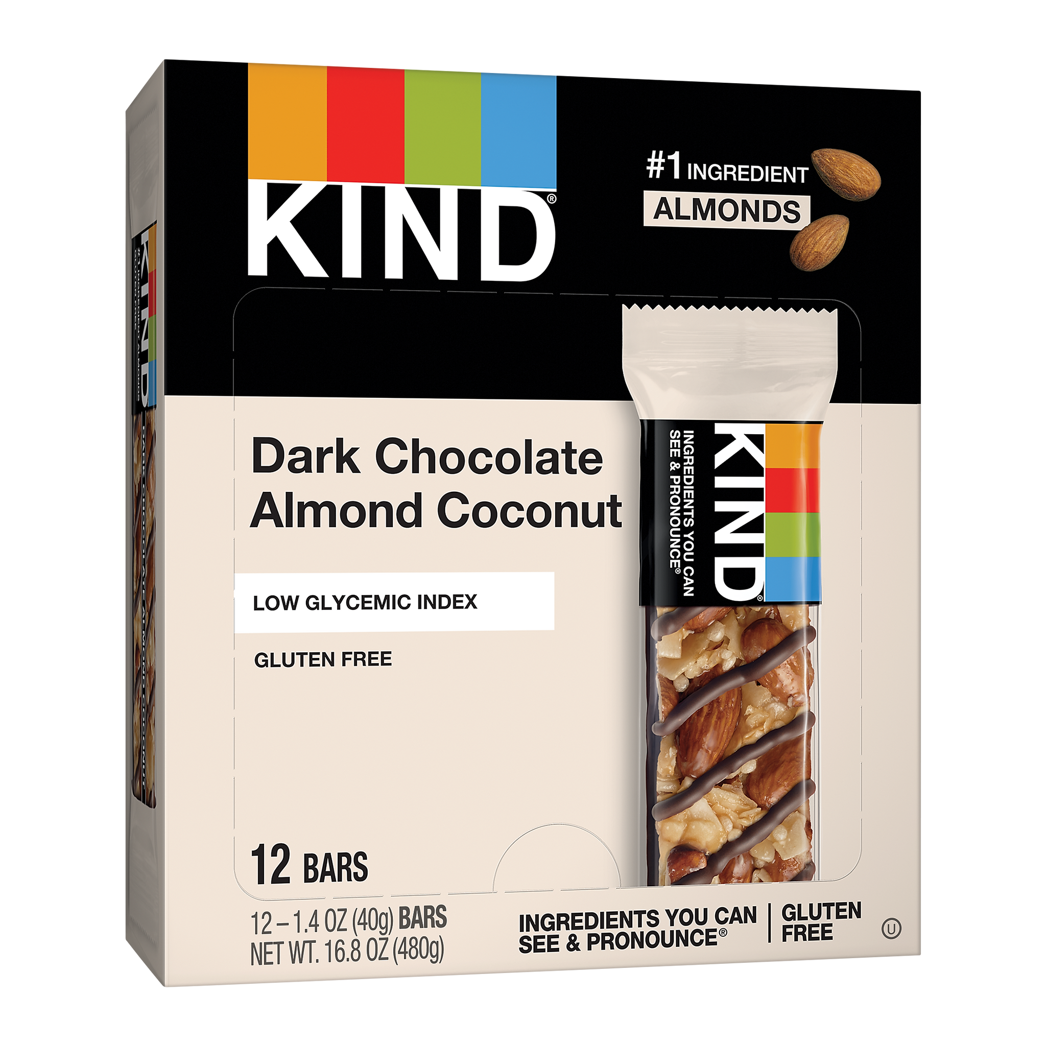 KIND Gluten Free Dark Chocolate & Coconut Nut Bar, 12 Bars/Box