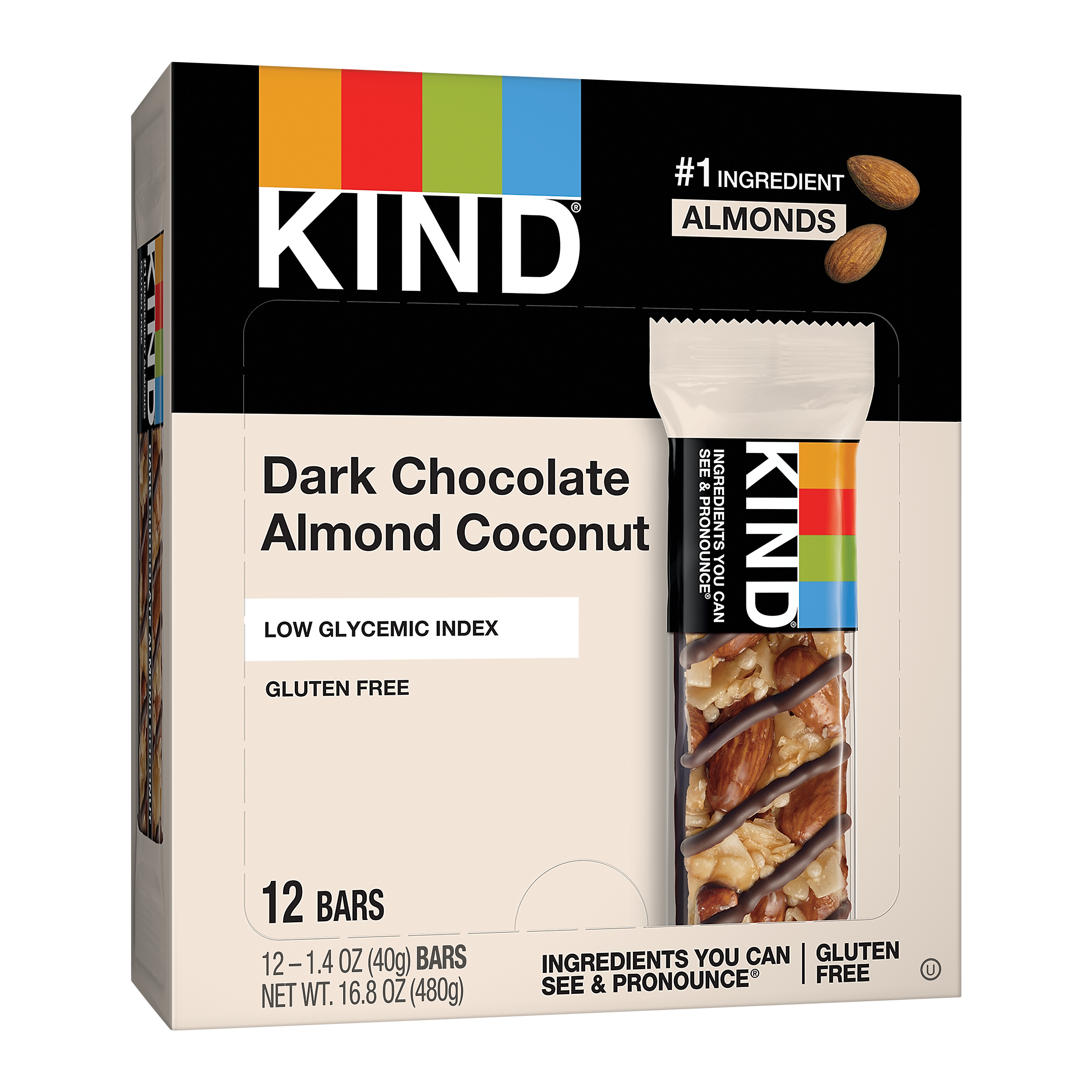 KIND Gluten Free Dark Chocolate & Coconut Nut Bar, 12 Bars/Box
